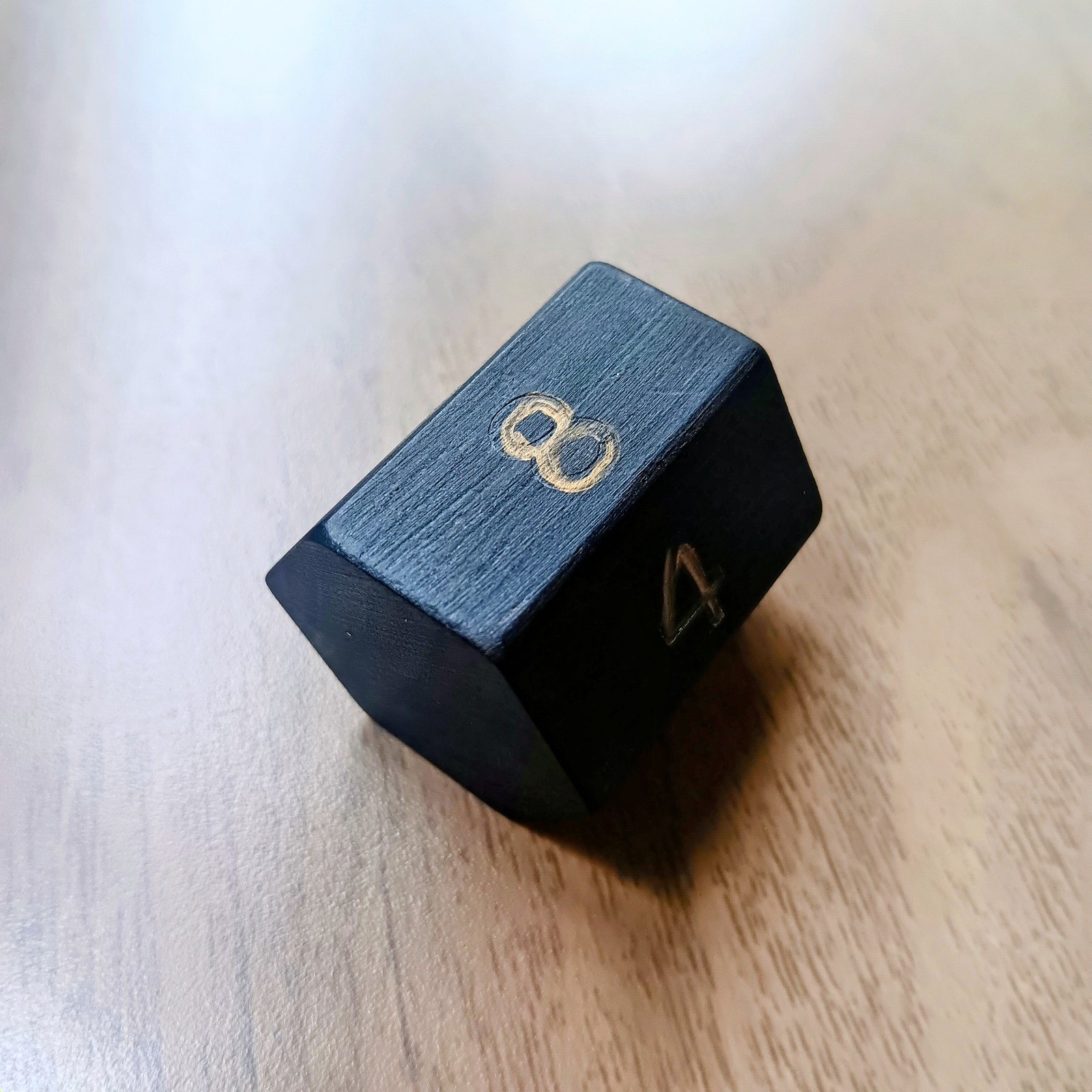 Vintage 1 1/4in Black Wooden Hexagonal Backgammon Doubling Cube, 2-64