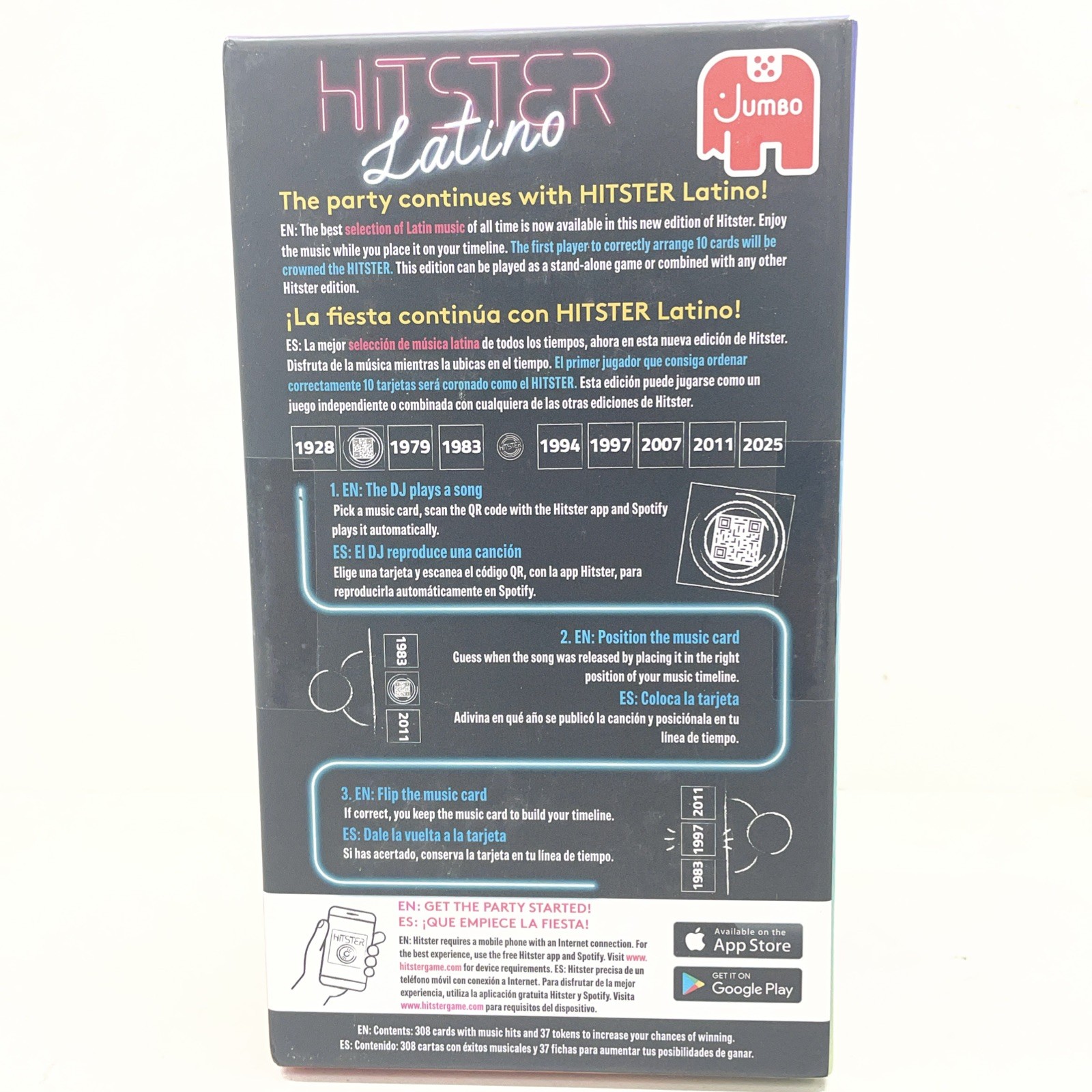 Jumbo Hitster Latino Fun Music Quiz Card Game Over 300 Latin Music Hits