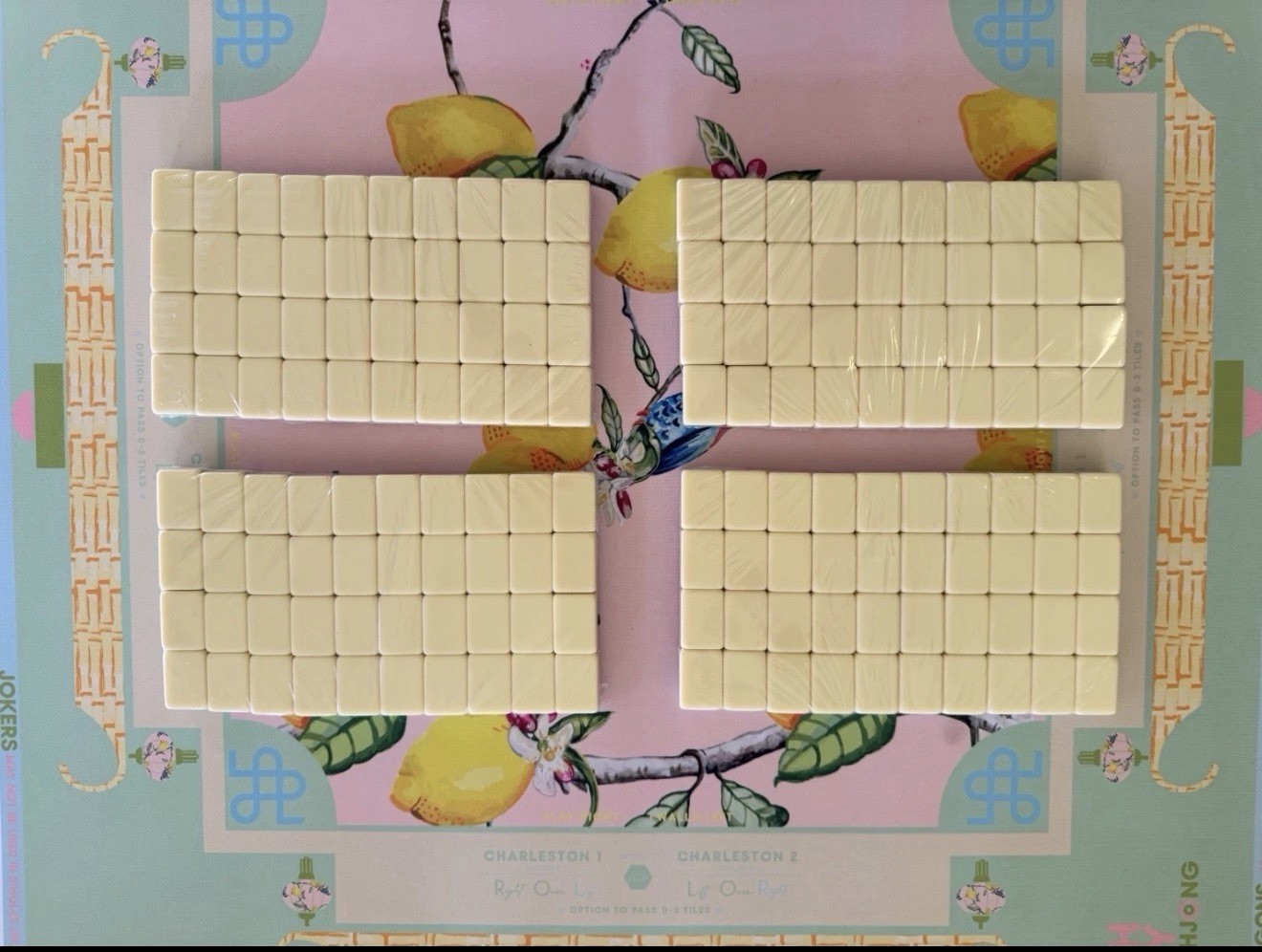NEW! Lemon Chiffon Yellow 4-Layer Acrylic Mahjong Tiles American Set 160 Luxury