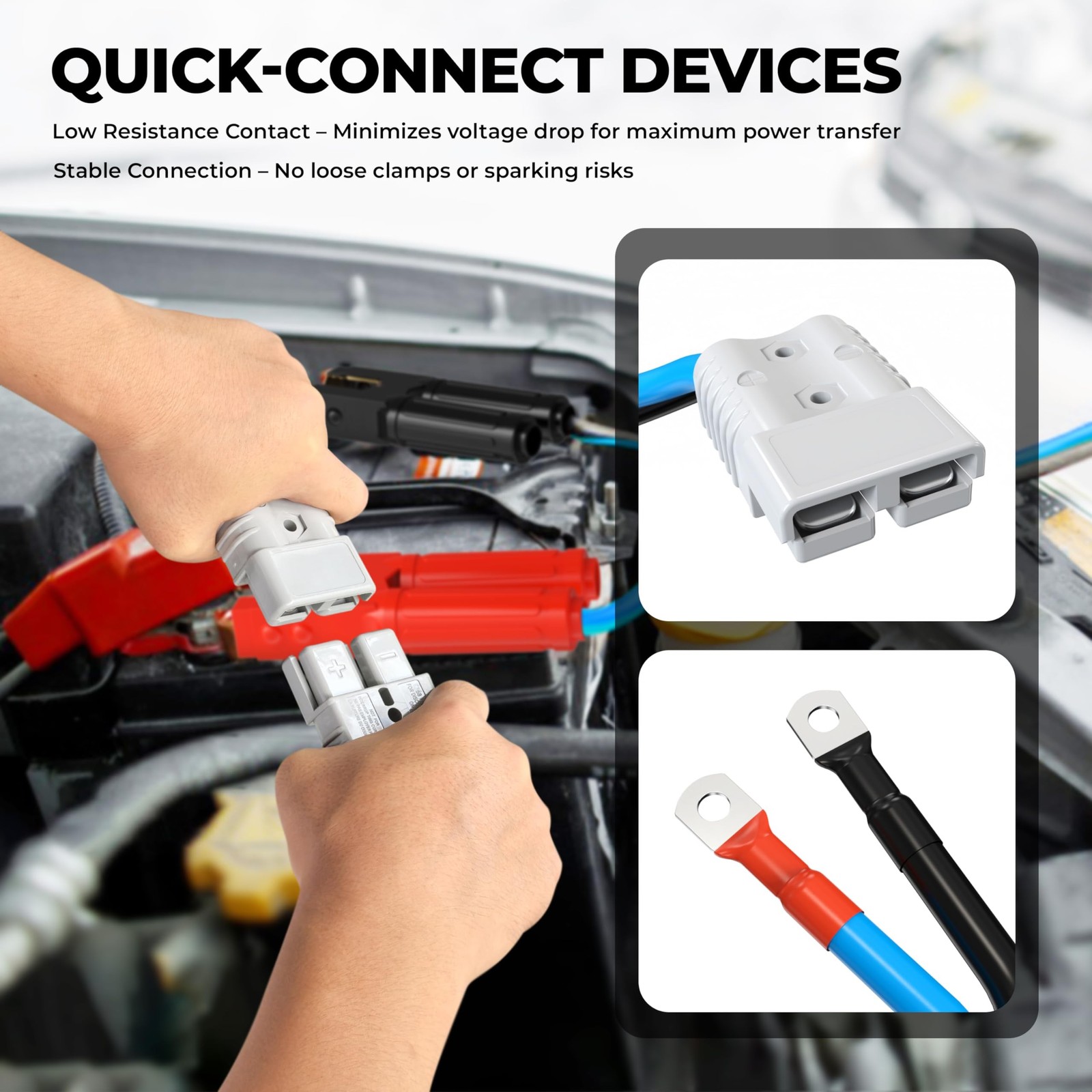 0 Gauge 30 Feet Jumper Cables Heavy Duty for Car, Quick Connect Plug Sets 100…