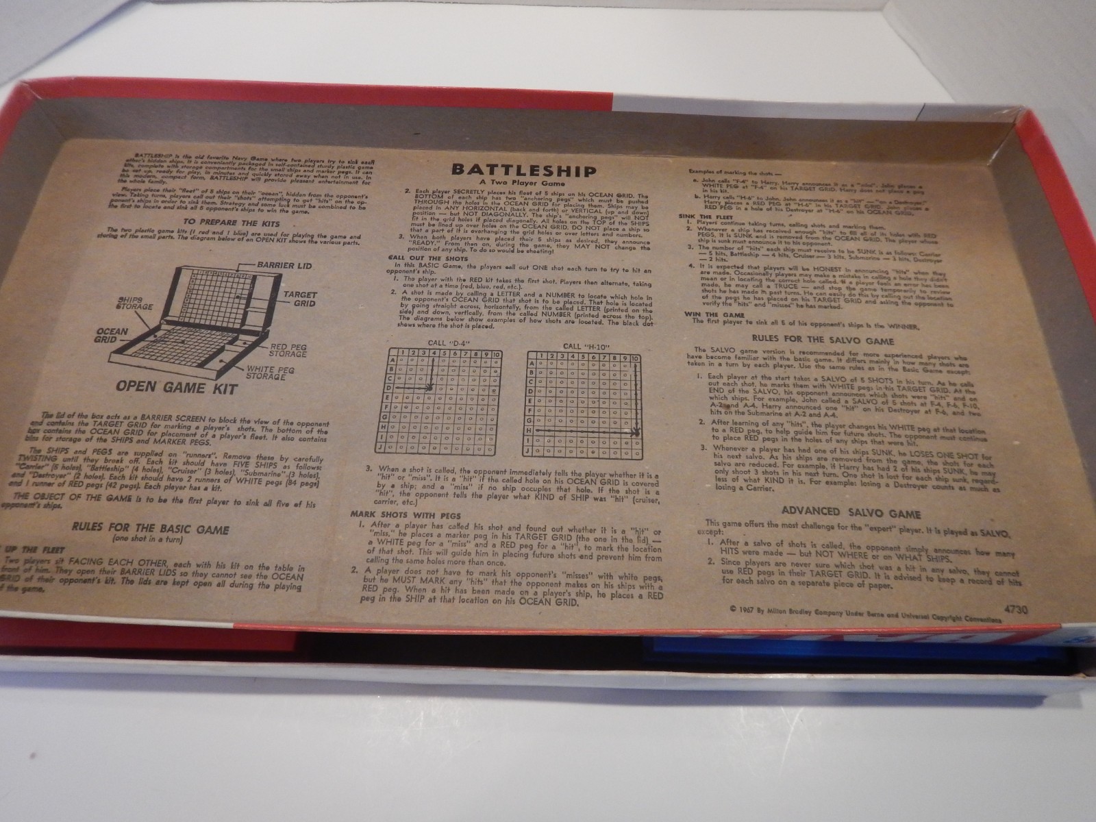 Vintage 1967 Original Battleship Board Game 4730