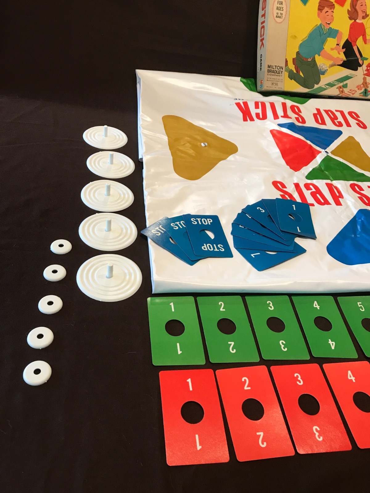 1966 Slap-Stick Board Game By MB -Large Vinyl Mat- Complete – Good Condition!!