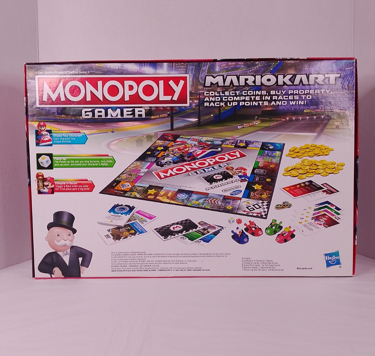 Monopoly Gamer Mario Kart Board Game Nintendo Hasbro USED Missing Dice & 2 Coins