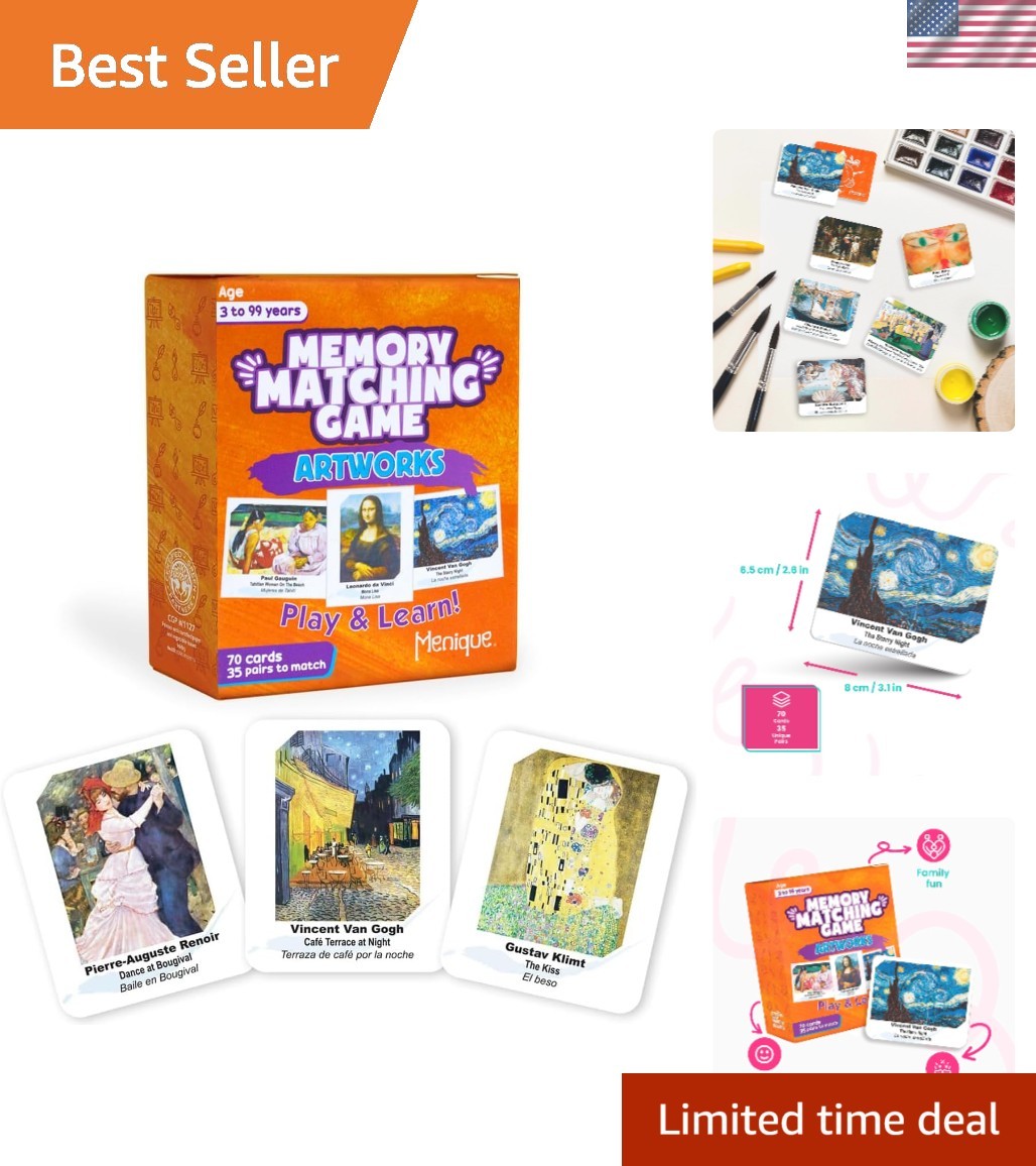 Eco-Friendly Memory Matching Game with 70 Famous Paintings – Play & Learn!