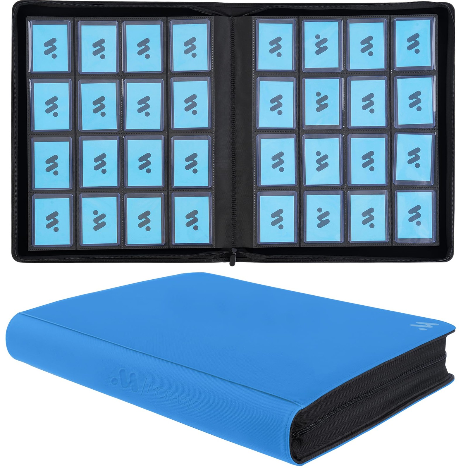 Toploader Binder, Holds 640 Top Loaders,16 16 Pocket 640, Light Blue
