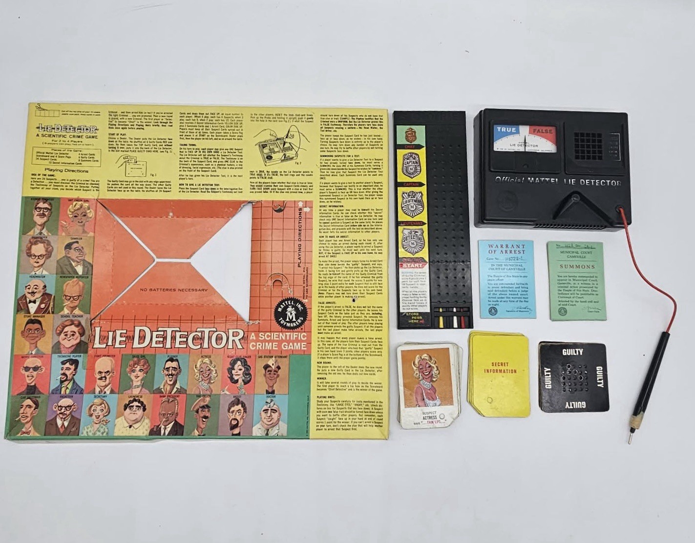 Vintage 1960 Mattel Lie Detector Game RARE Boardgame Scientific Crime Game ￼