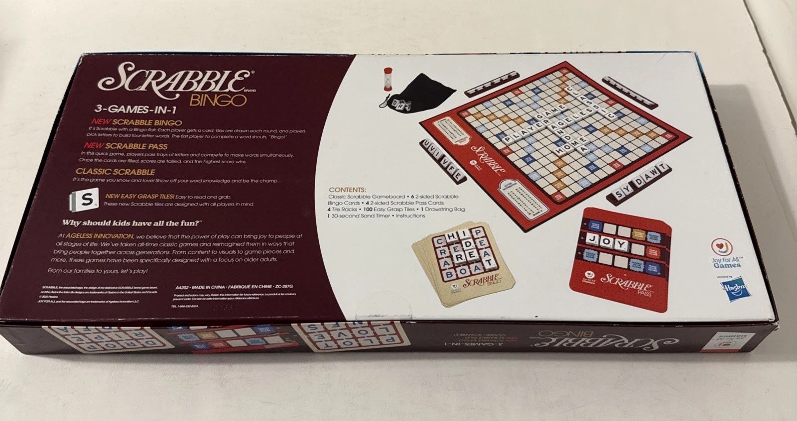 Scrabble Bingo 3-in-1 Word Games by Hasbro – 2023 Edition – Complete!