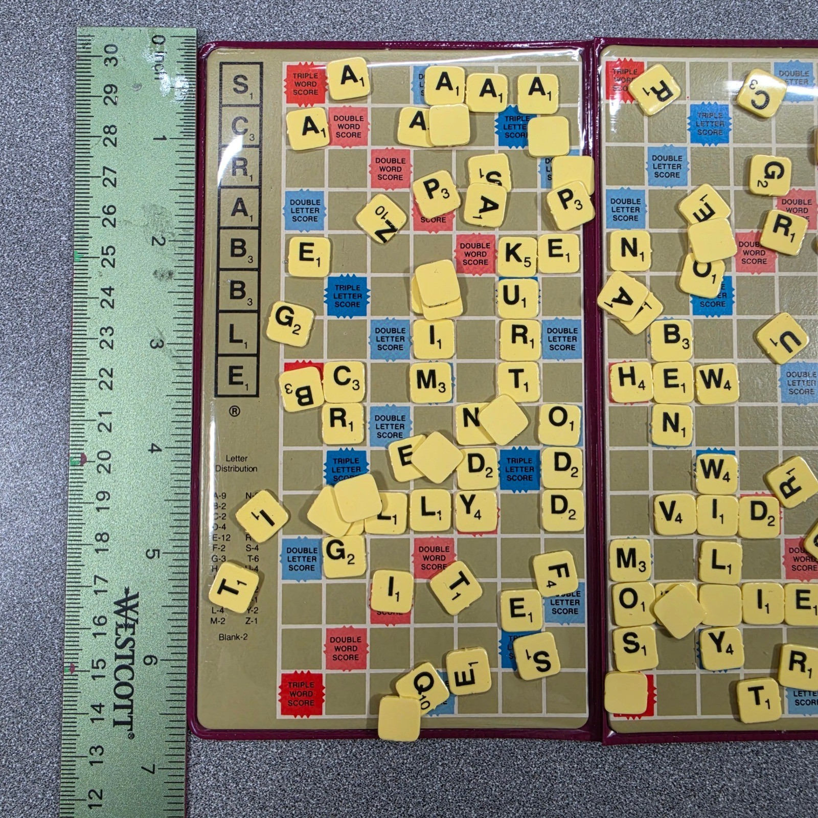 Rare Vintage Pocket Scrabble Travel Portable Board and tiles