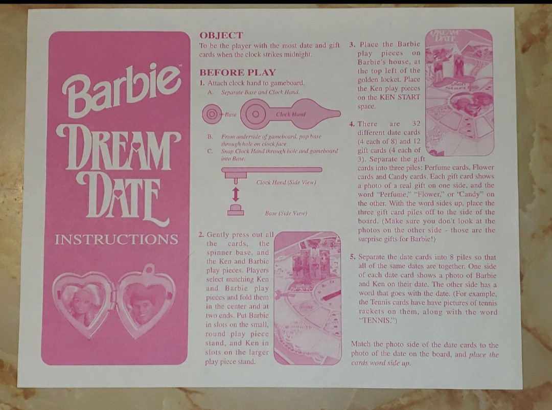 Barbie Dream Date Board Game 1992 Golden DOUBLE CLICK PHOTOS-FULL