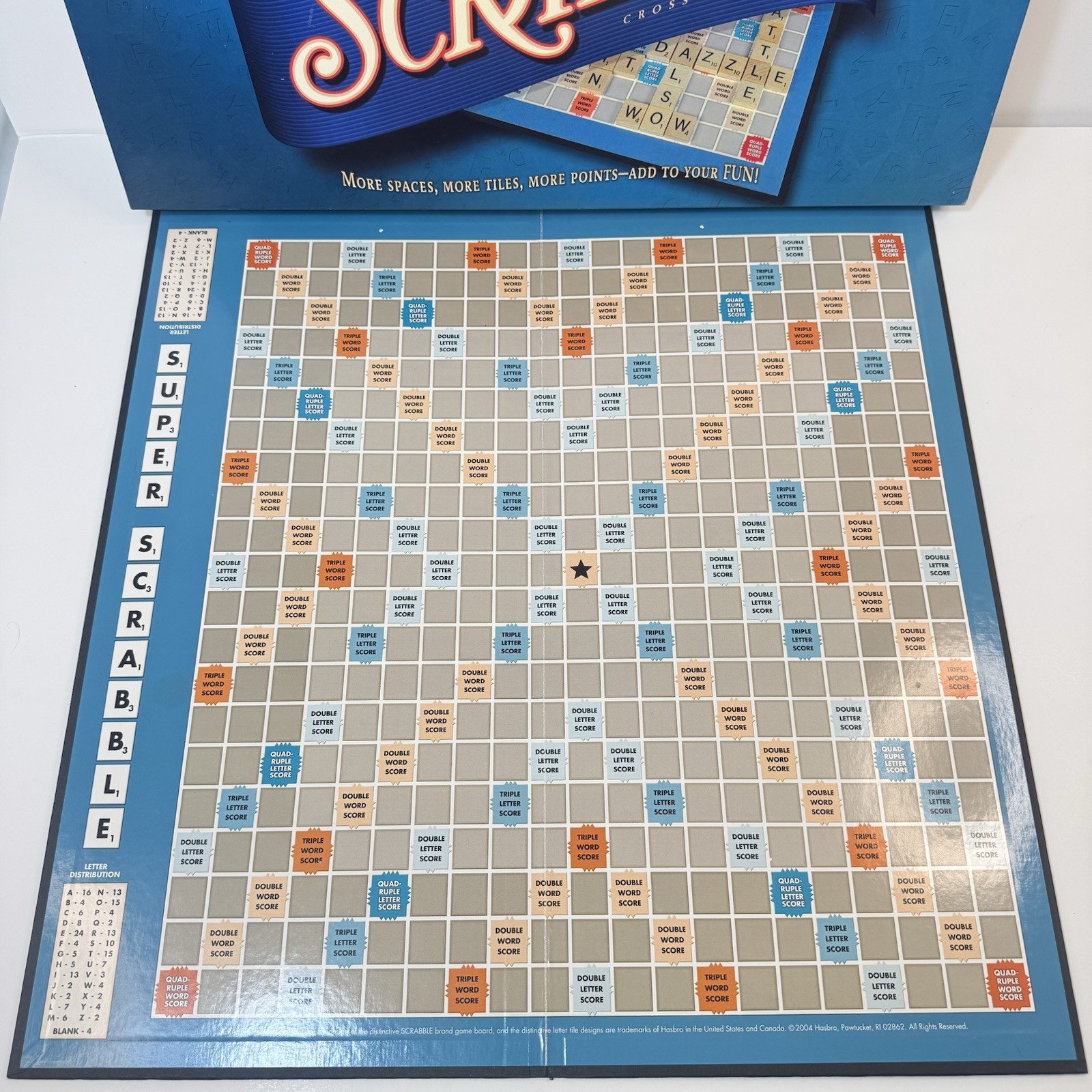 Super Scrabble Board Game by Hasbro – 2004 – 100% Complete with All 200 Tiles!