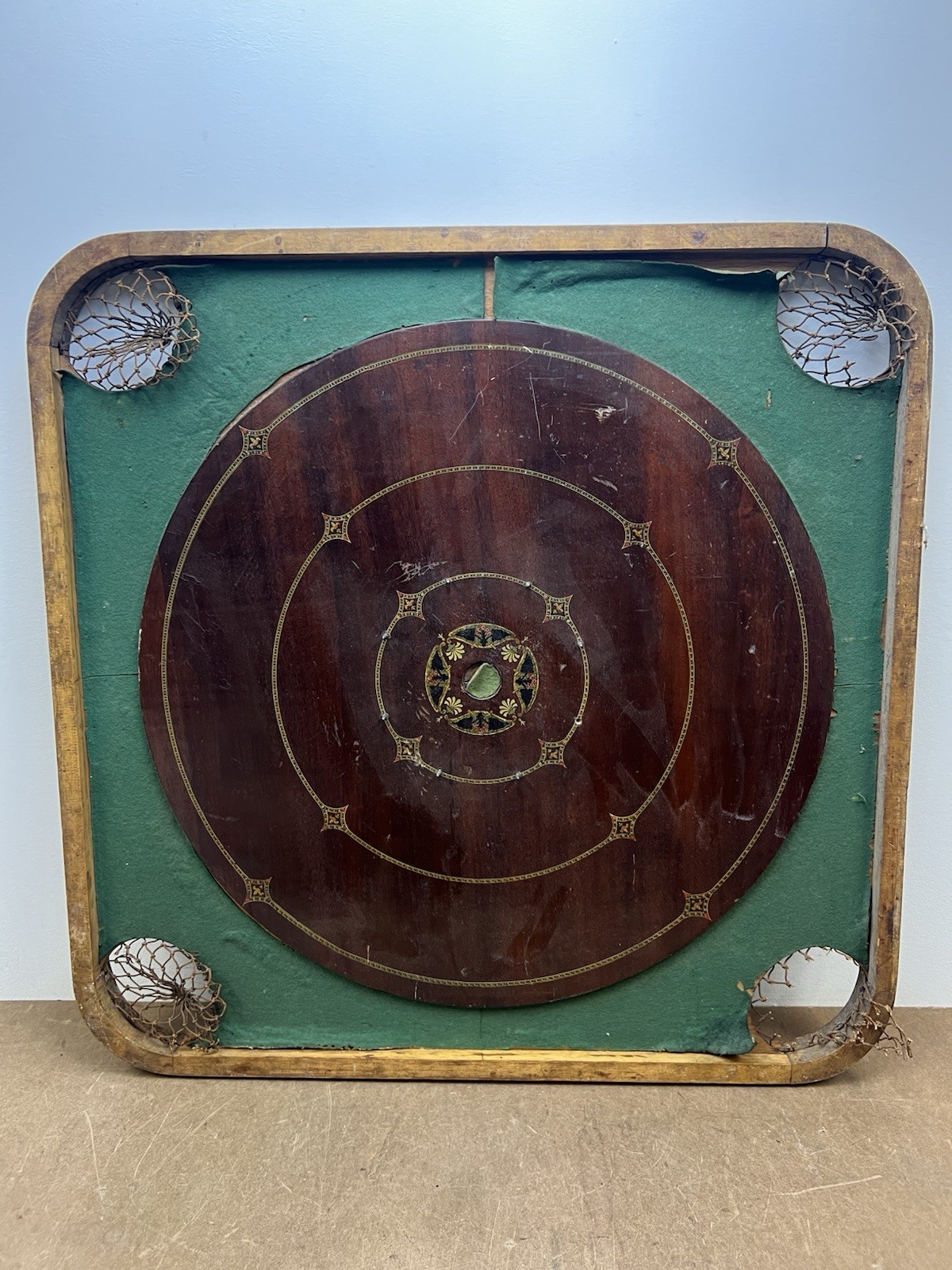 Vintage CARROM GAME BOARD Archarena original wood double sided old felt wall art
