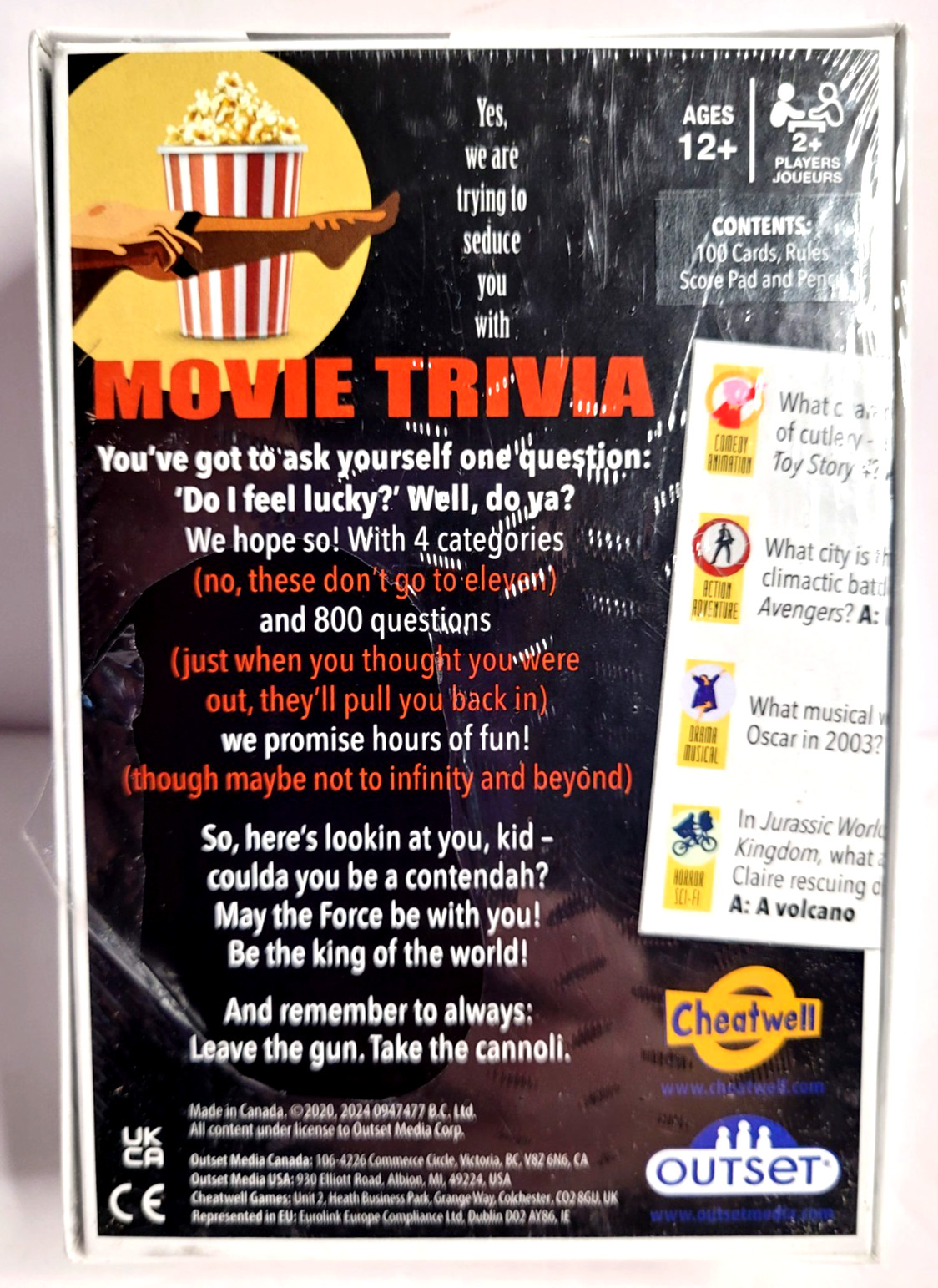 Sealed Outset Media Board Game “Movie Trivia” Game Box. New.