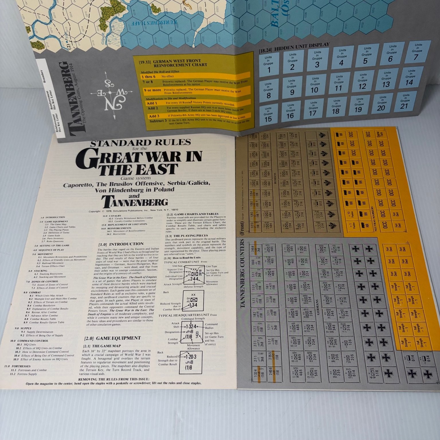 Great War in the East Tannenberg SPI WW1 Board Game Wargame 1978 Unpunched