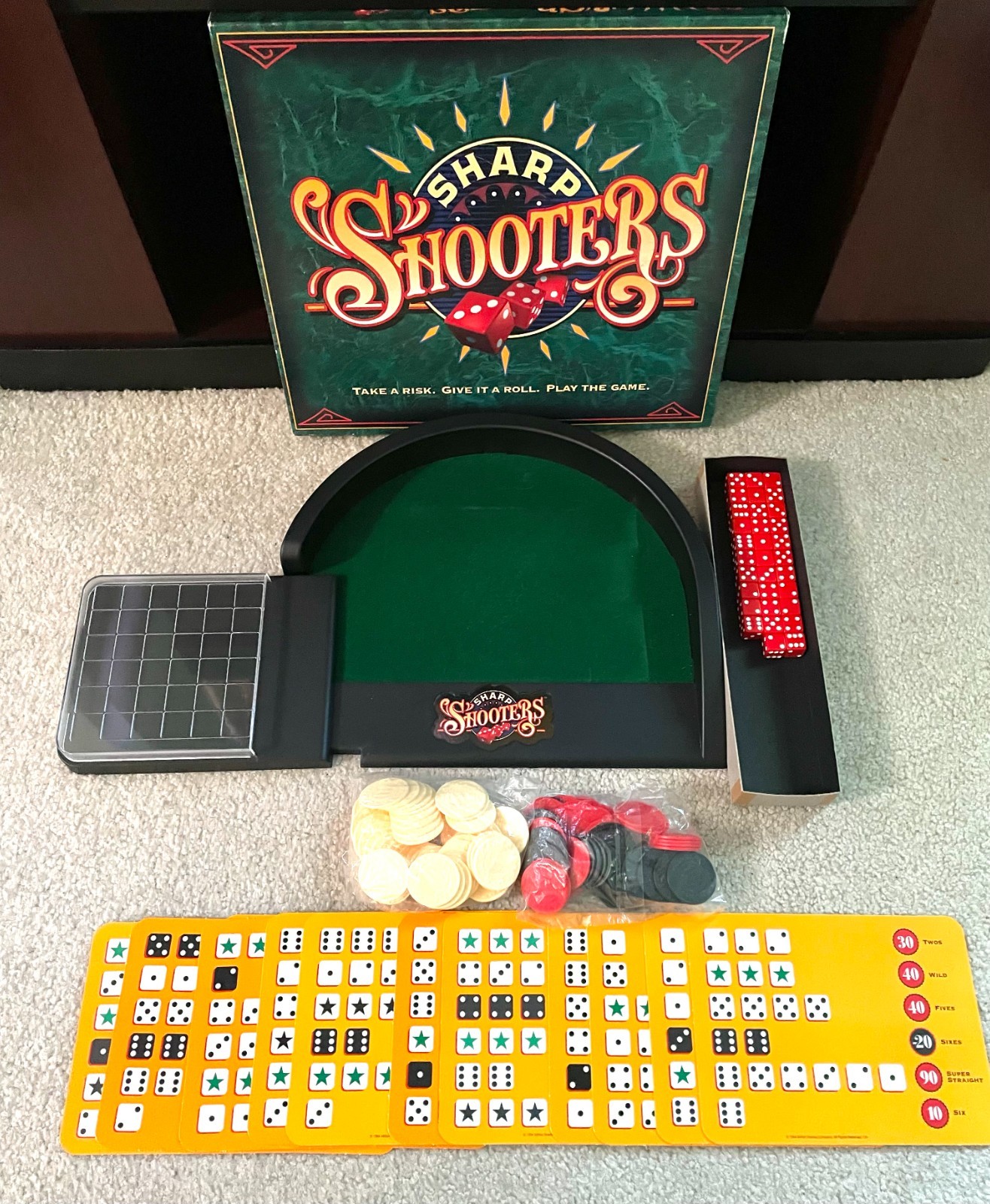 Sharp Shooters Dice Betting Board Game Milton Bradley Vintage 1994 100% Complete