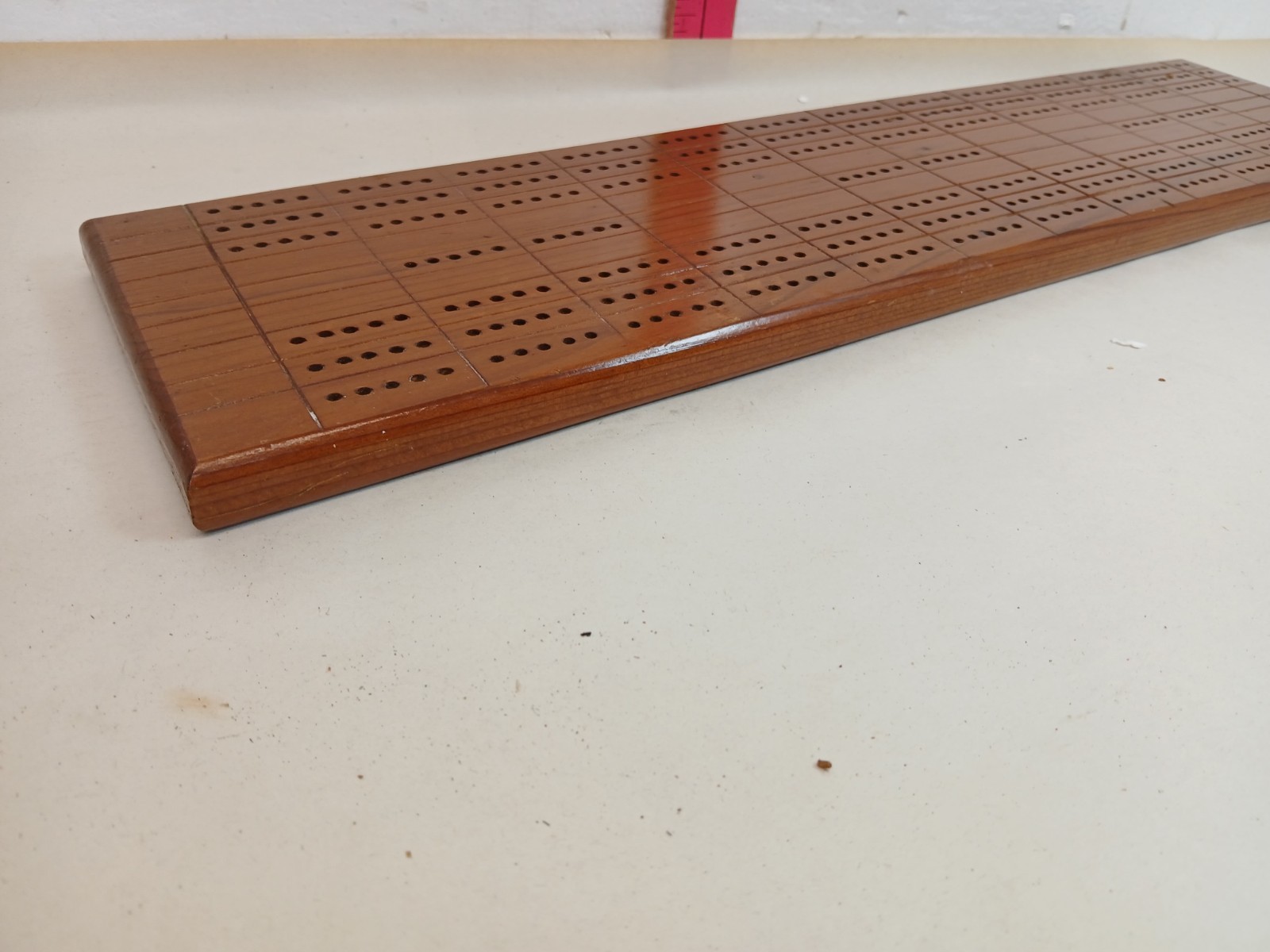 Vintage Handmade Wooden Cribbage Board 20″ 3 Track Signed 1994 No Pegs