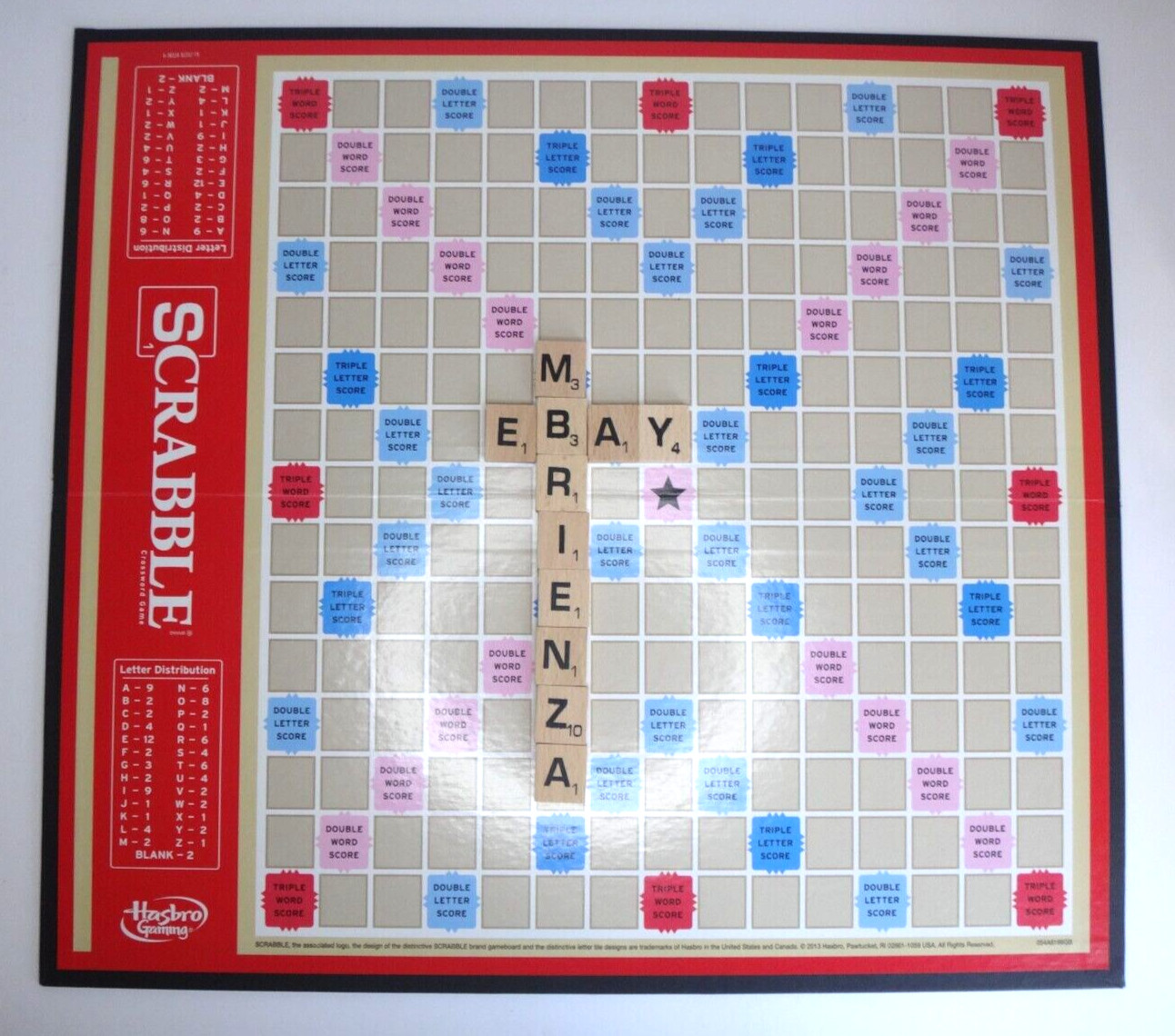 Hasbro SCRABBLE Crossword Game 2013 Version Opened COMPLETE Wood Tiles Racks Bag