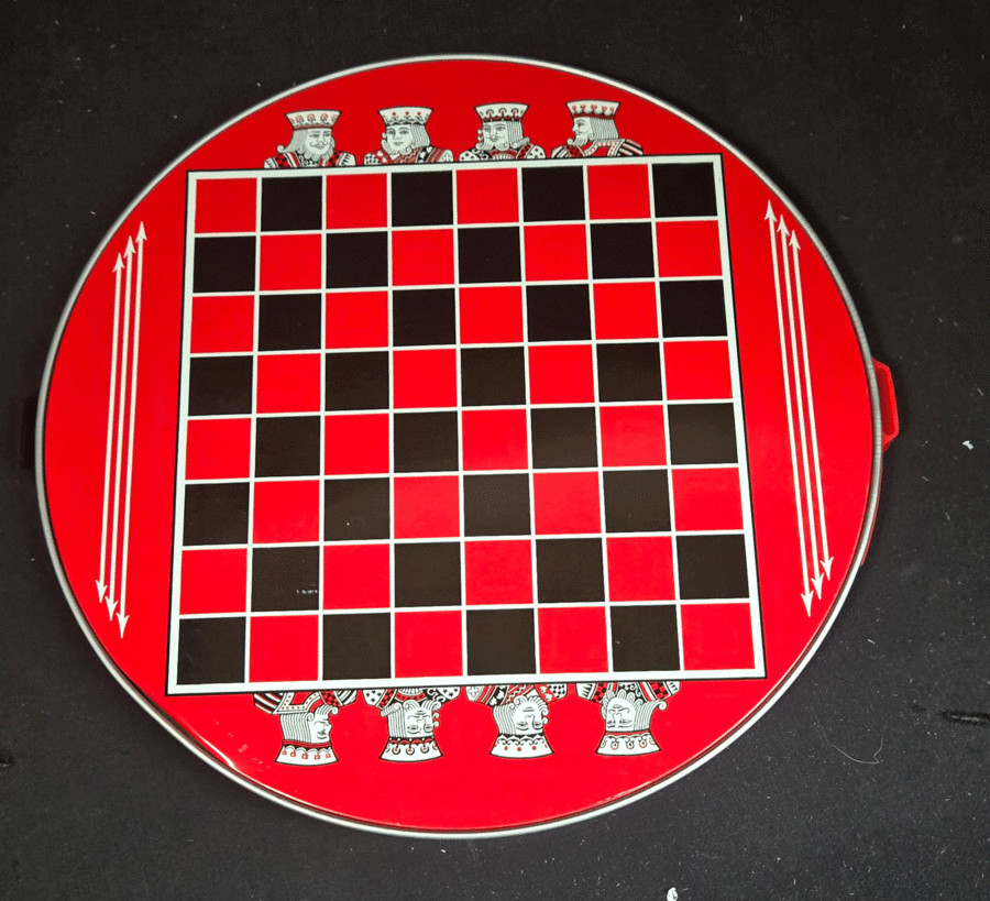Vintage Pixie Toys Special Deluxe Chinese Checkers Round Tin Game #802