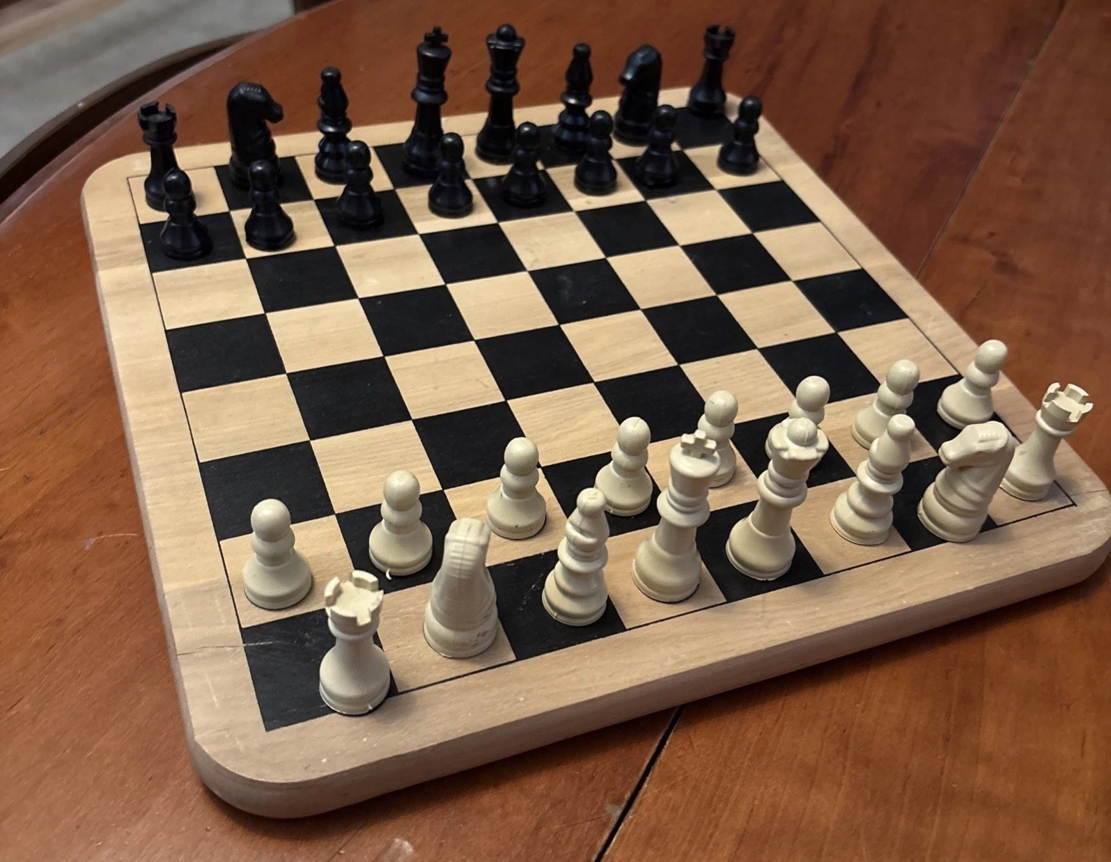 Vintage Wooden Painted Reversible Chess/Checkers/Pachesi Board Game 11″