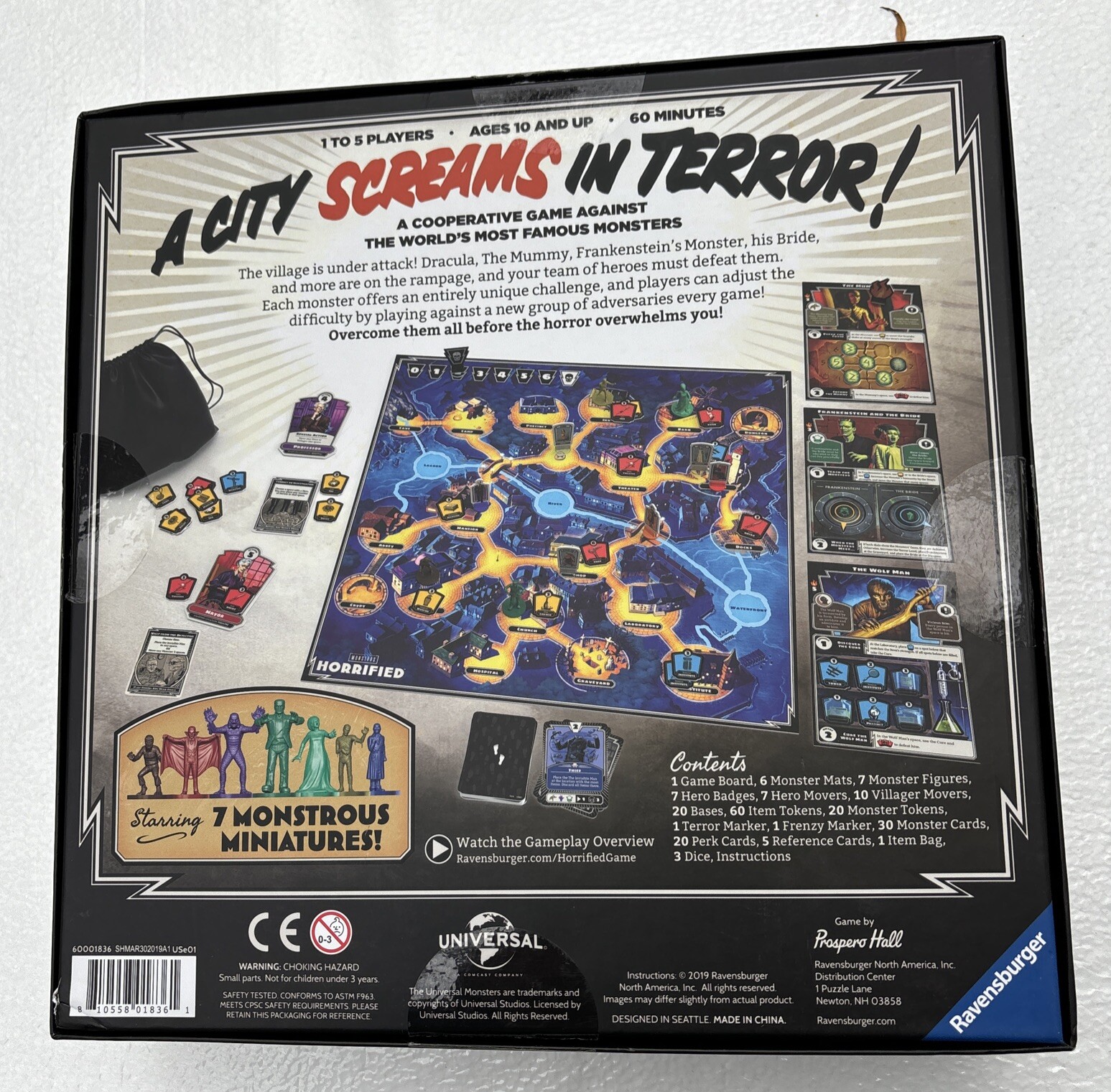 Ravensburger 60001836 Horrified Universal Monsters Strategy Board Game EUC