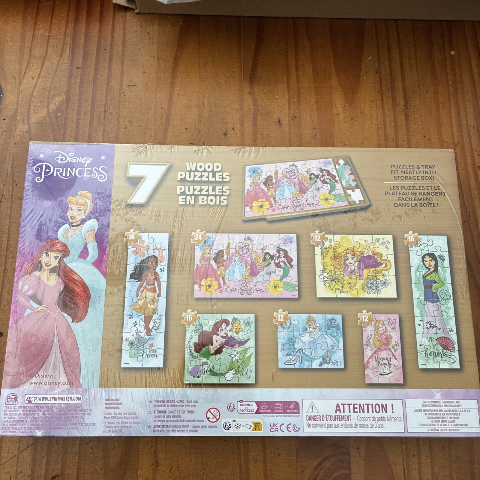 Disney Princess 7 Wood Puzzles Age 3+ Spinmaster Brand New in Sealed Box