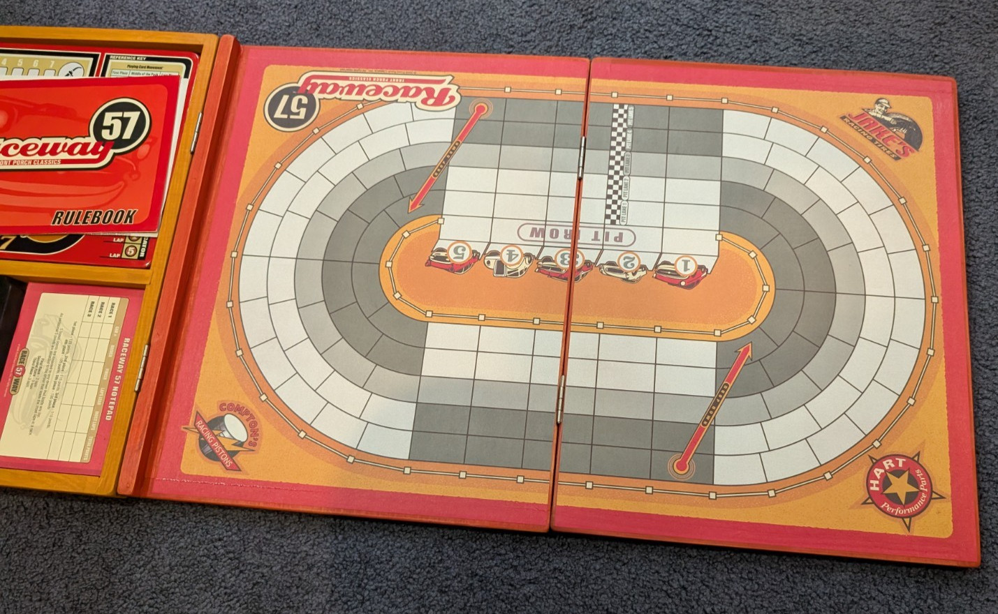 2005 Raceway 57 # 5347 Front Porch Classics Wooden Box Board Game GREAT SHAPE