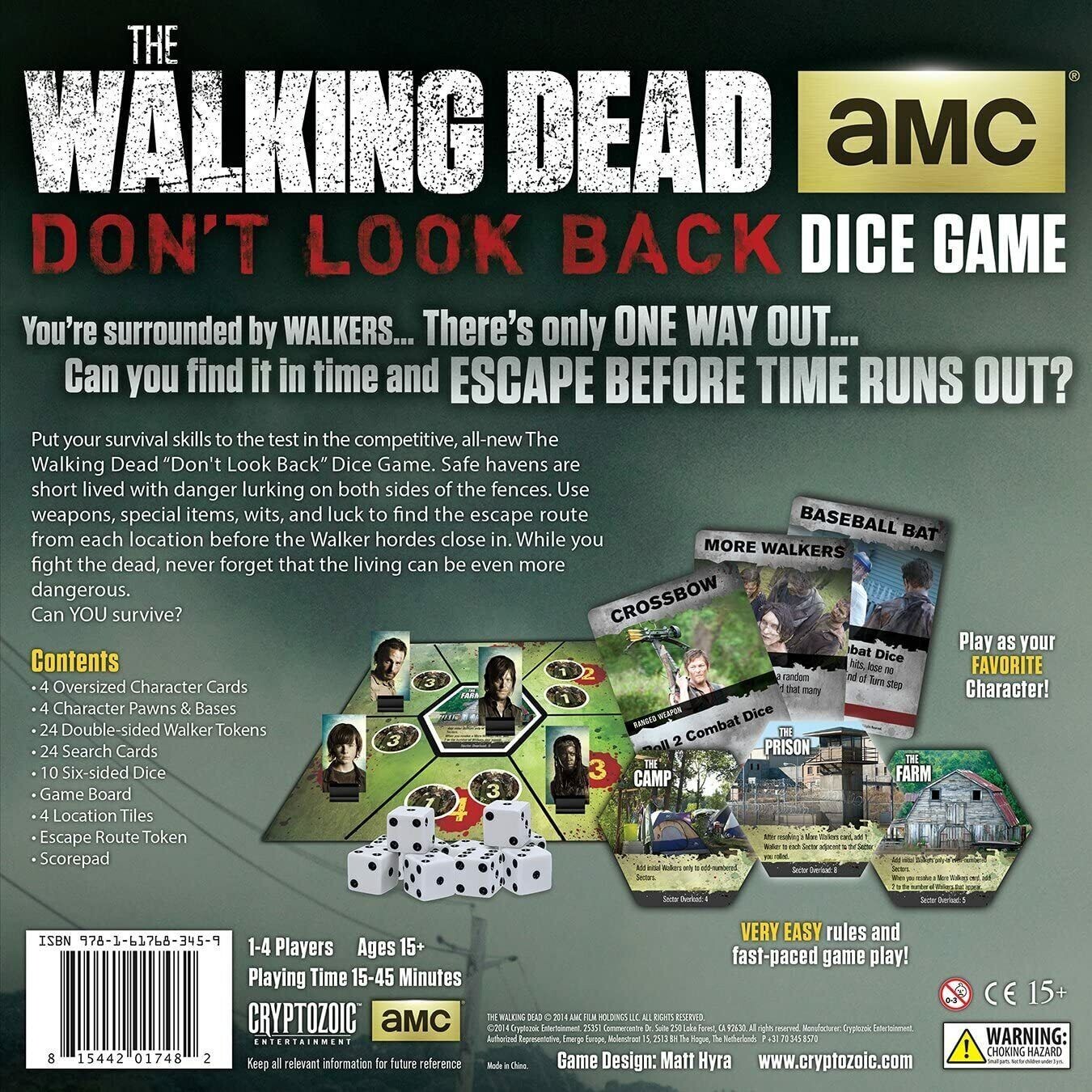 amc THE WALKING DEAD Don’t Look Back Dice Game Ages 15+ for 1-4 players NIB
