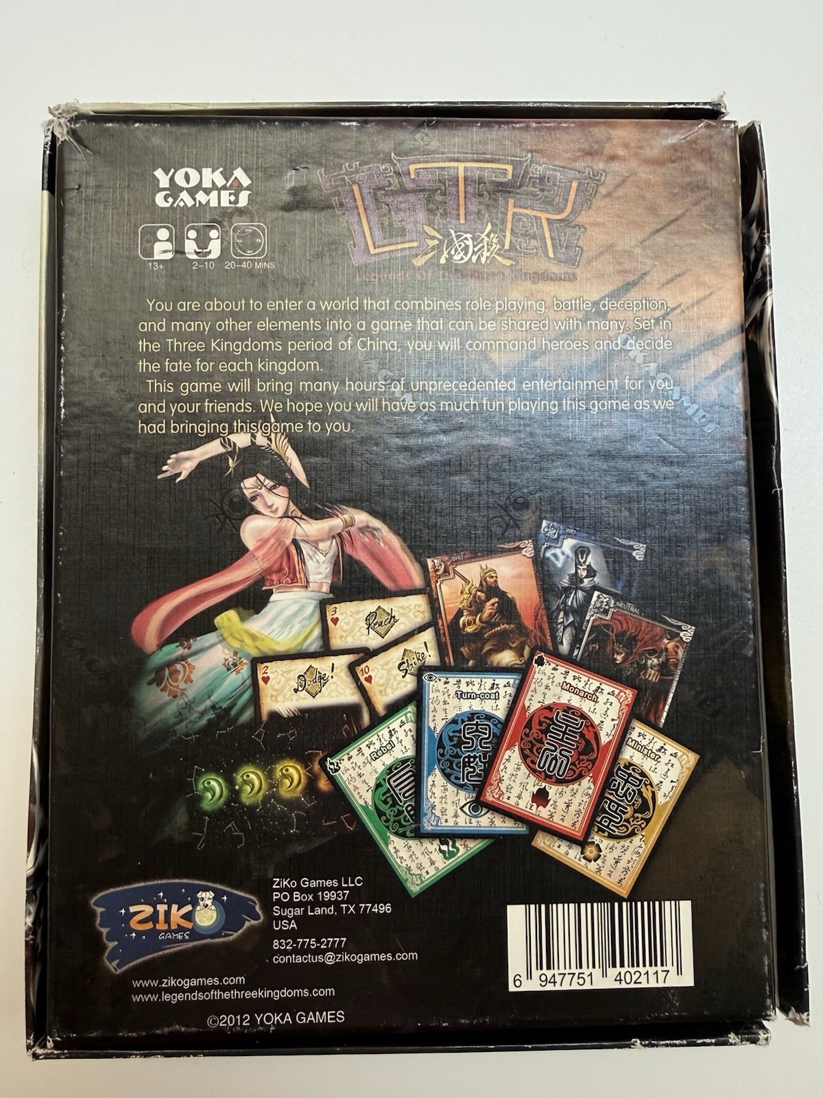 Legends Of The Three Kingdoms Yoka Games Board Game Card Set Used