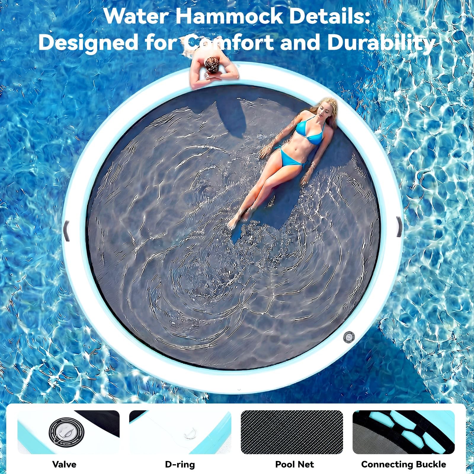 Inflatable Floating Dock 10 Round 4in Woven Fabric Pool Lake Ocean 1-2 2-8 Ring