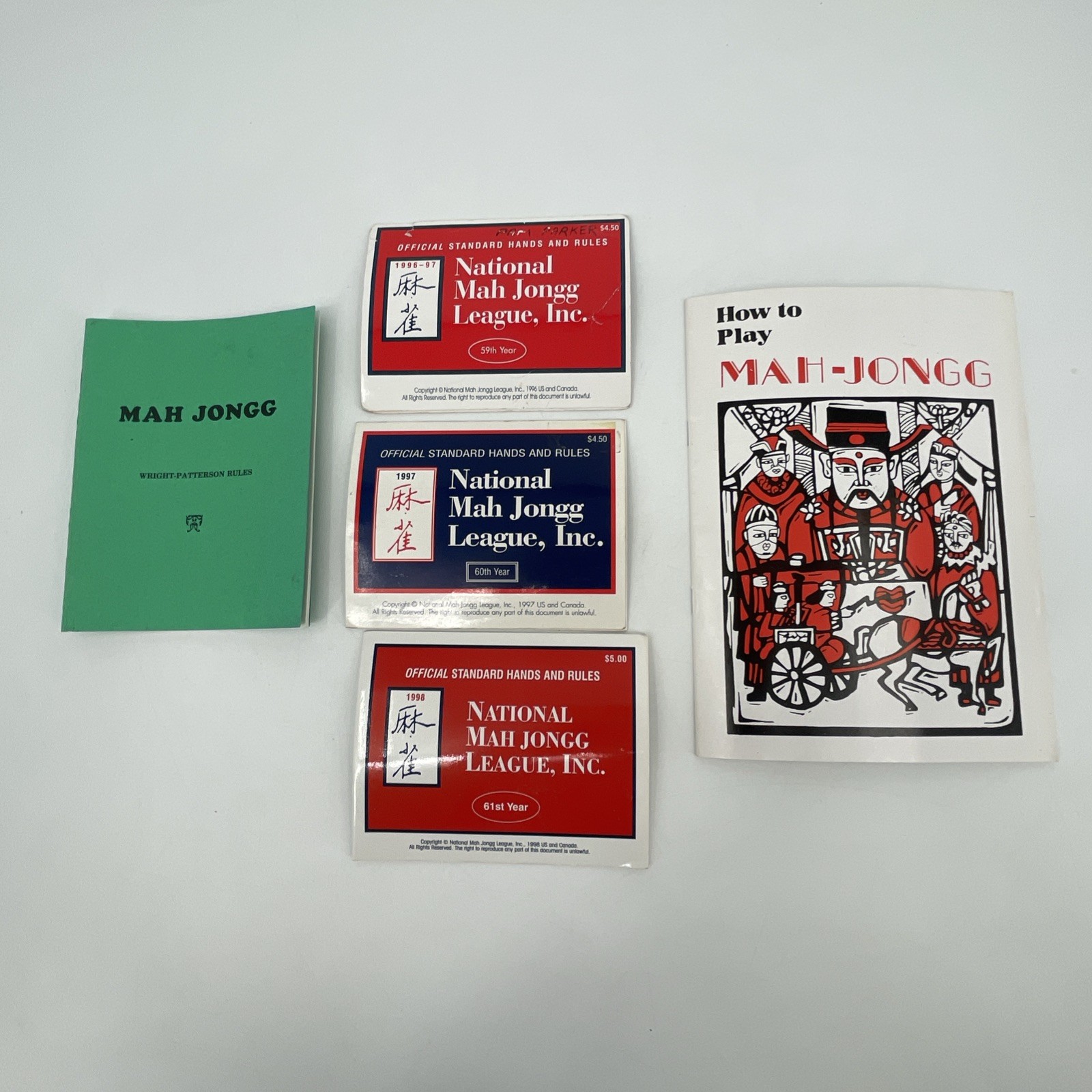 VTG American Mah Jongg Set Taiwan 166 Tiles 1986 Wright-Patt 1996-98 NMJL Cards