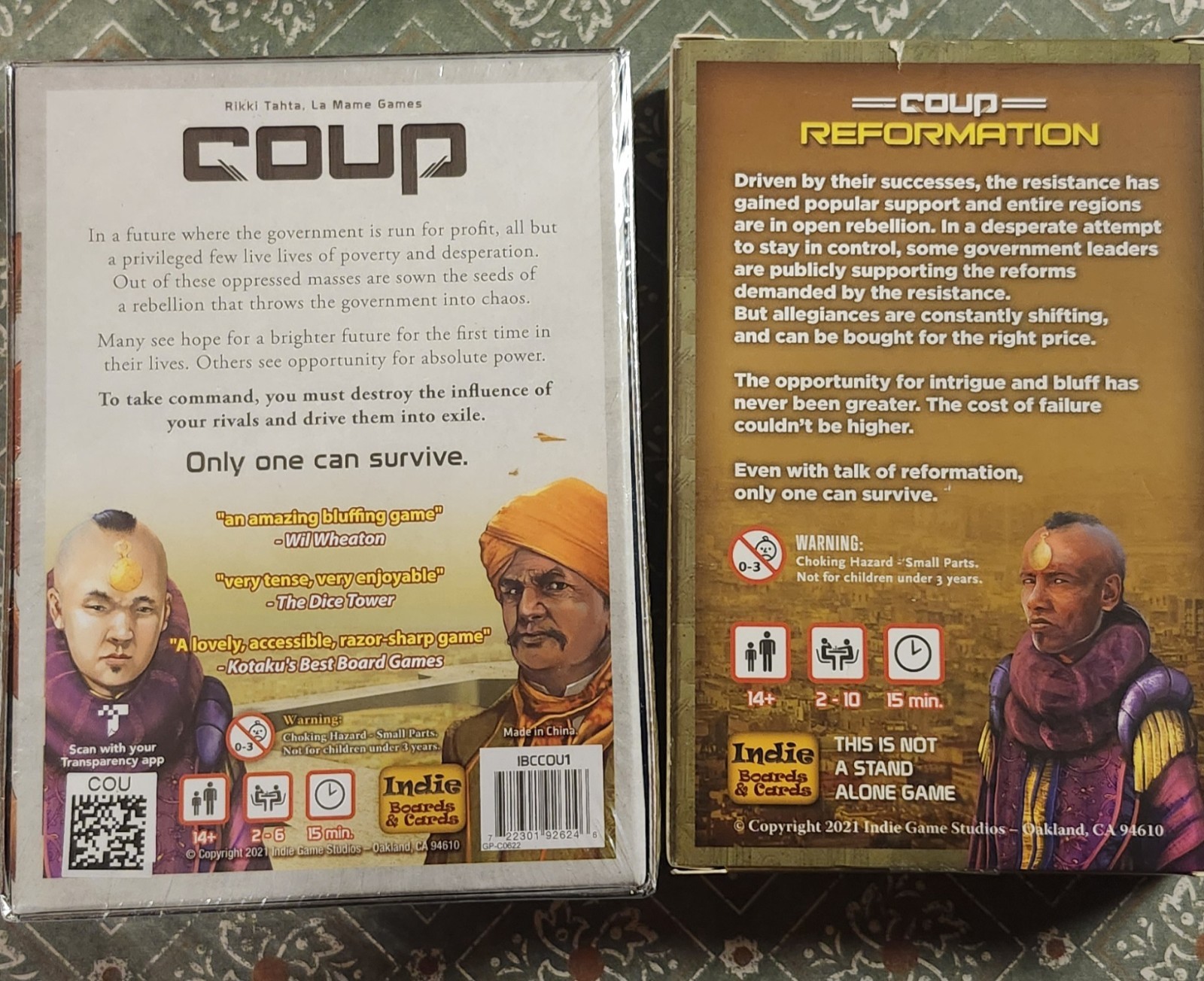 Indie Boards And Cards Coup And Coup Reformation