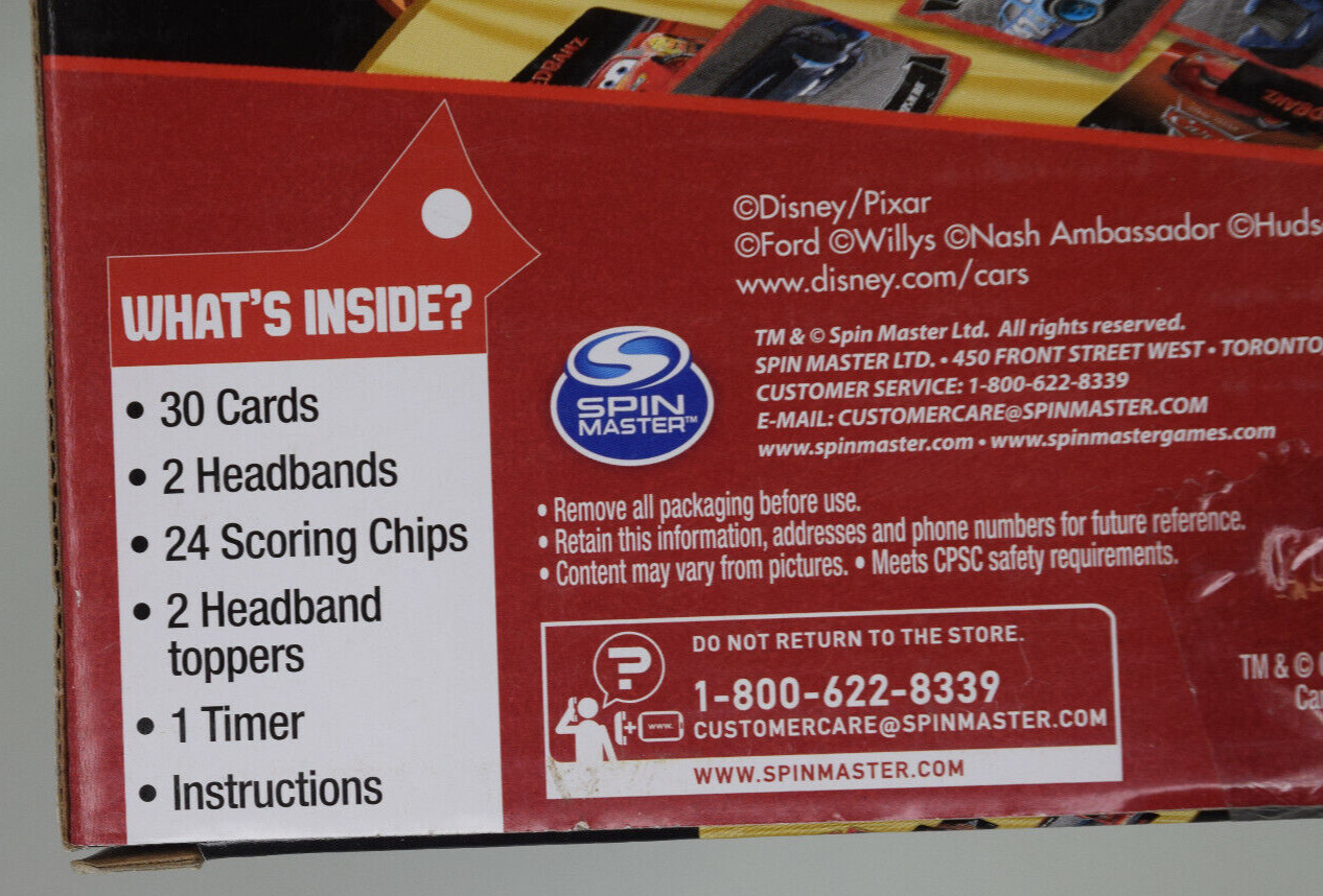 Hedbanz Headrush Disney Pixar Cars 3 Game 2 Players Ages 7+ New in box
