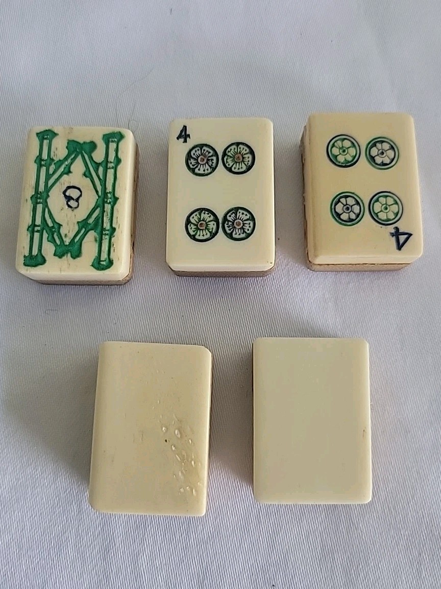Vintage Mahjong Replacement Tiles Lot of 5 – Bone & Bamboo Dovetail 30mm x 21mm