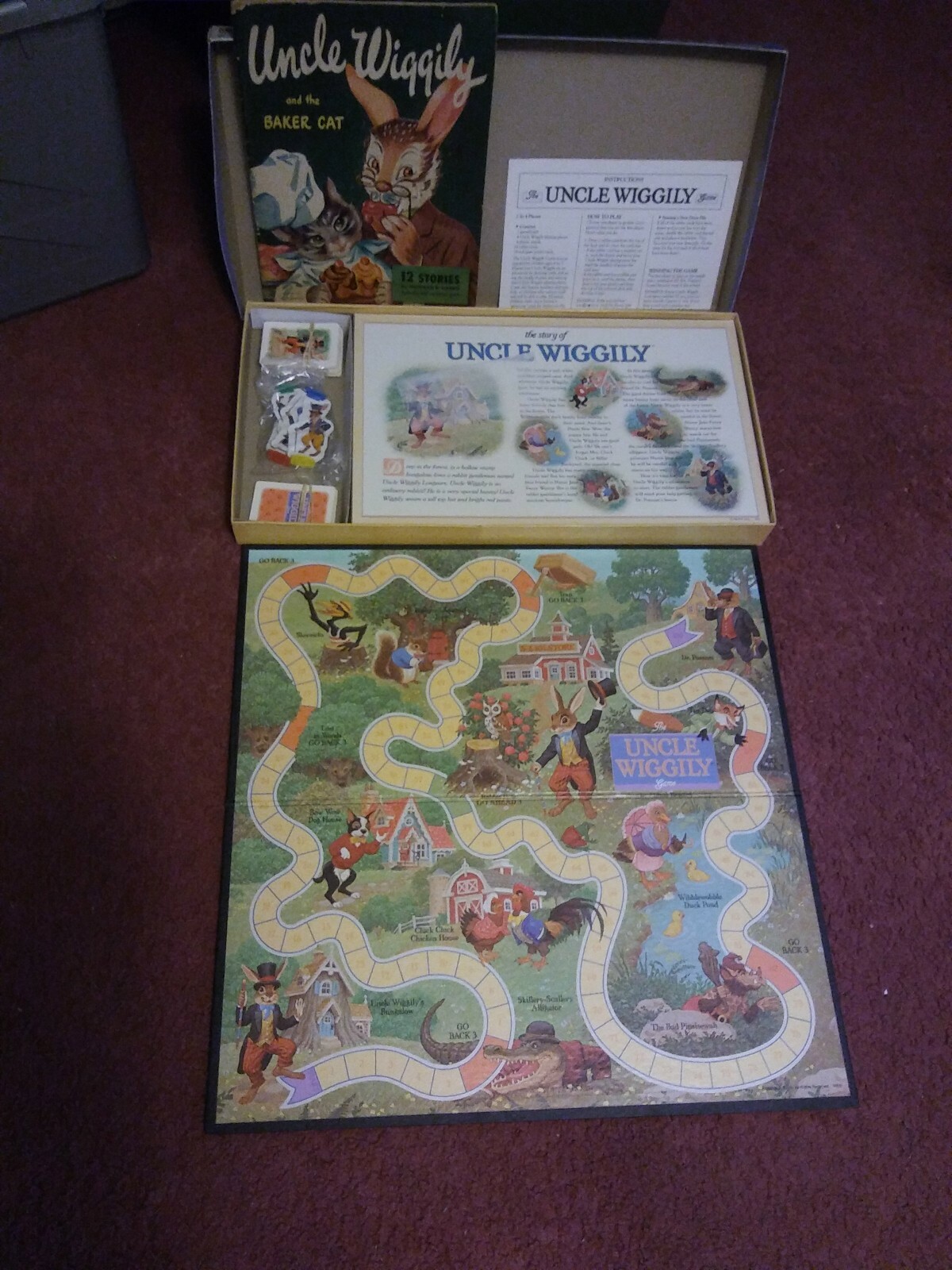 UNCLE WIGGILY BOARD GAME VTGE 1988 MB COMPLETE & 1946 Book/Baker Cat