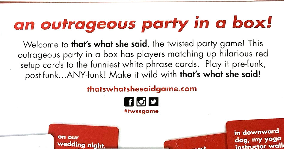 That’s What She Said , The Party Game / Board Game, New Sealed, Free Shipping