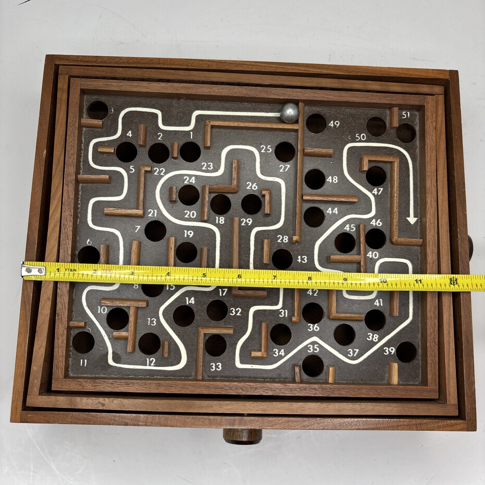 Vtg 80s Labyrinth Wooden Steel Ball Marble Tilting Maze Puzzle Game Roll-A-Maze