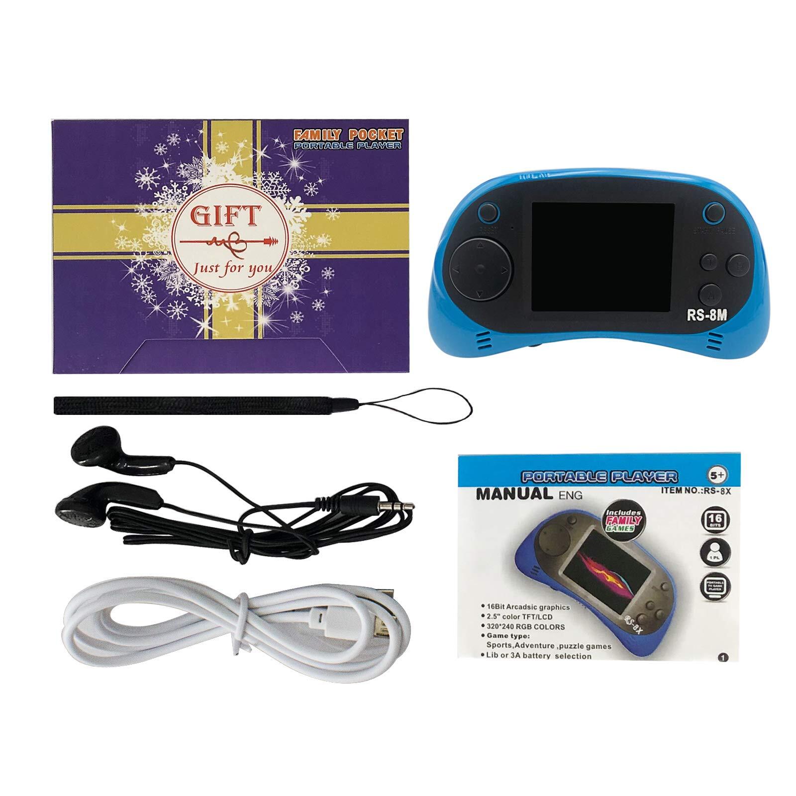 16 Bit Kids Handheld Games Built-in 220 HD Video Games 2.5 Inch Portable Game…
