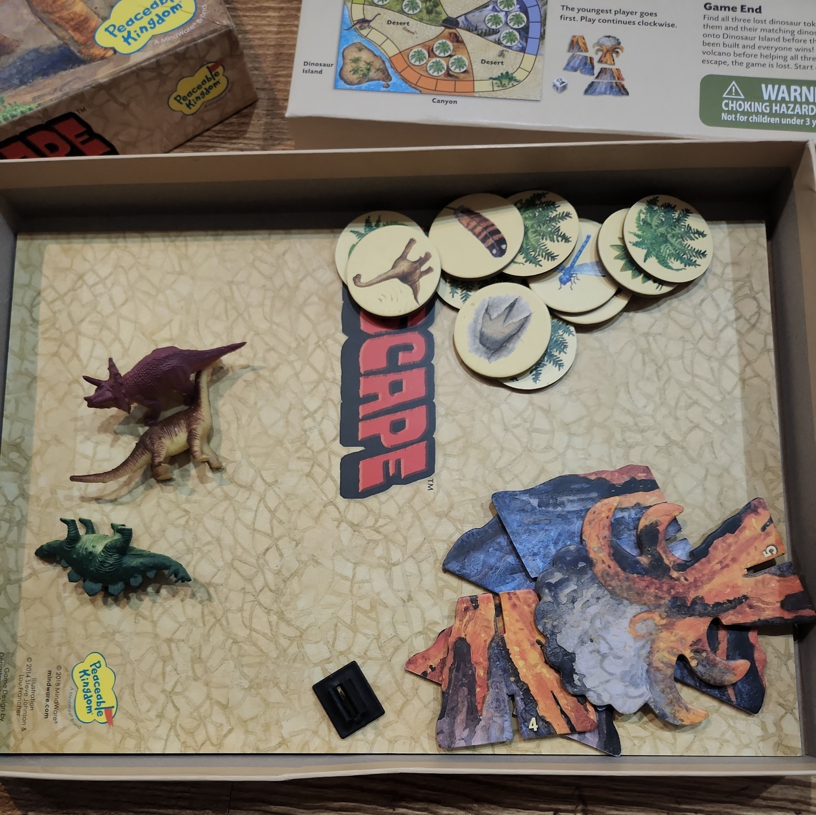 T1 Peaceaceble Kingdom Dinosaur Escape Cooperative Game * (missing 6-sided Die)*