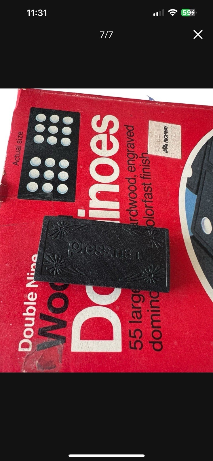 Pressman Wooden Double Six Dominoes Multiple Player Game (1983)