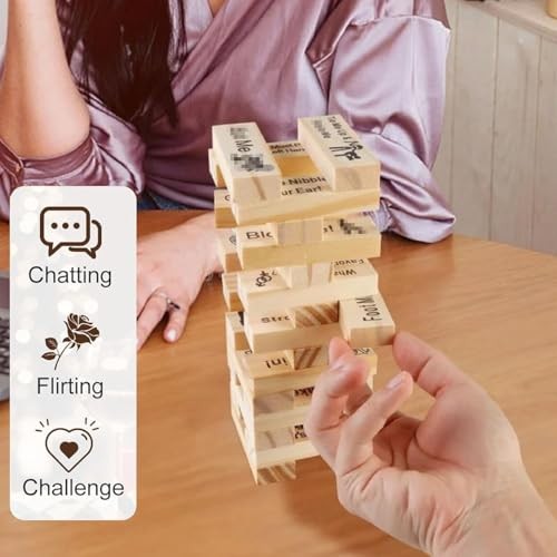 48Pcs Super Naughty Block Tower Game, Couple Adult Valentine Tumbling Tower