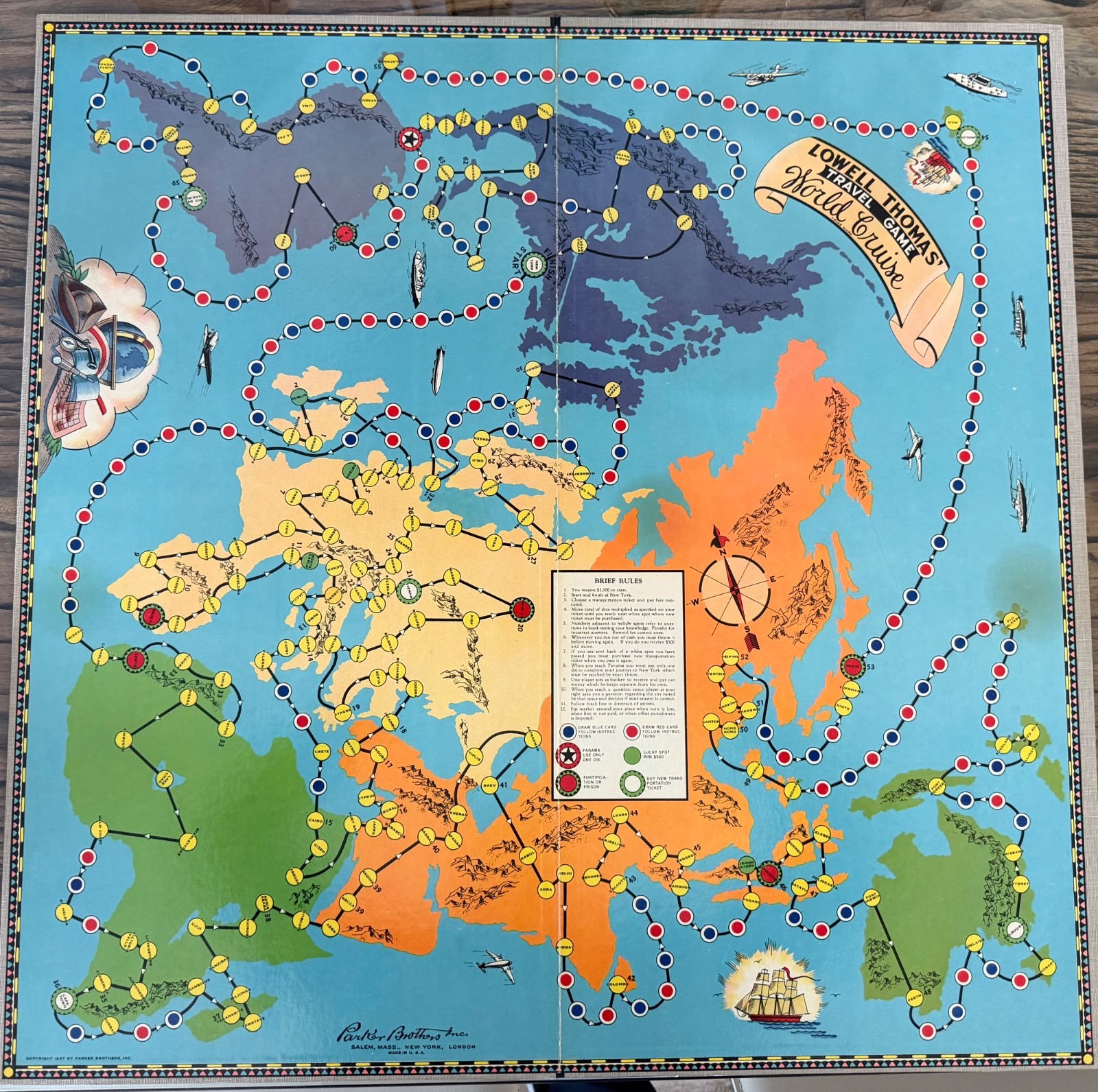 Vintage 1937 Lowell Thomas Boxed World Cruise Travel Game – Complete – Excl Cond
