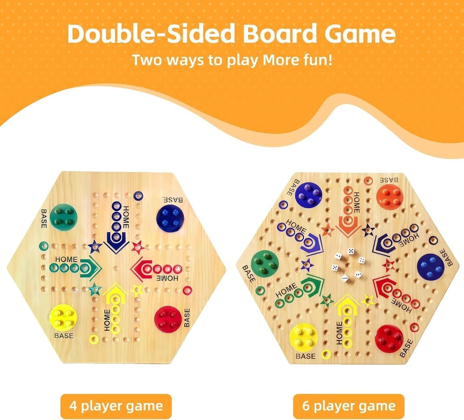 Deluxe Double-Sided Wooden Marble Game for 2-6 Players – Exciting Fast Track Fun