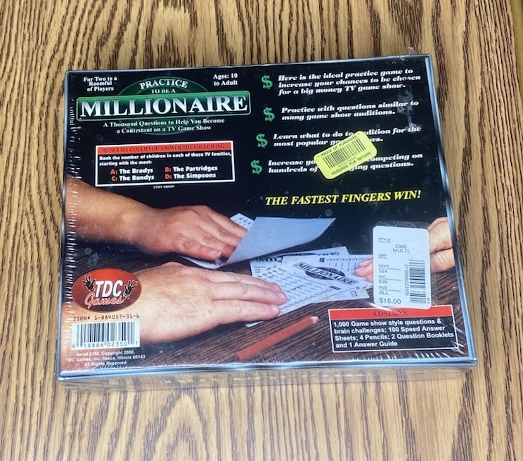 TDC GAMES PRACTICE TO BE A MILLIONAIRE NEW SEALED FREE SHIP
