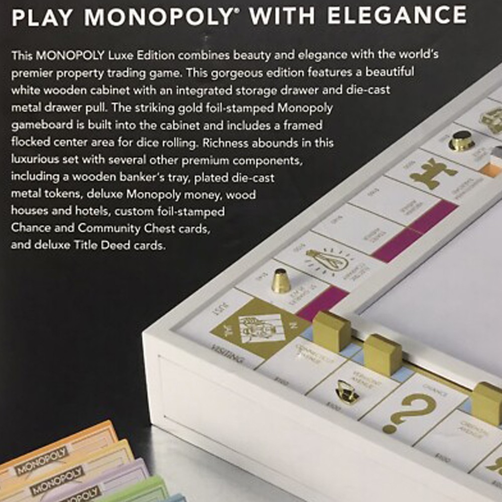 RARE 2016 Hasbro Monopoly Luxury LUXE White and Gold Limited Edition New Sealed