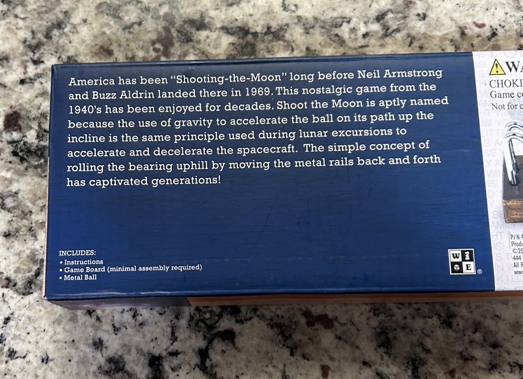 WE Games Shoot The Moon, 1940’s Nostalgia Game, Solid Natural Wood, 17.5″ NEW