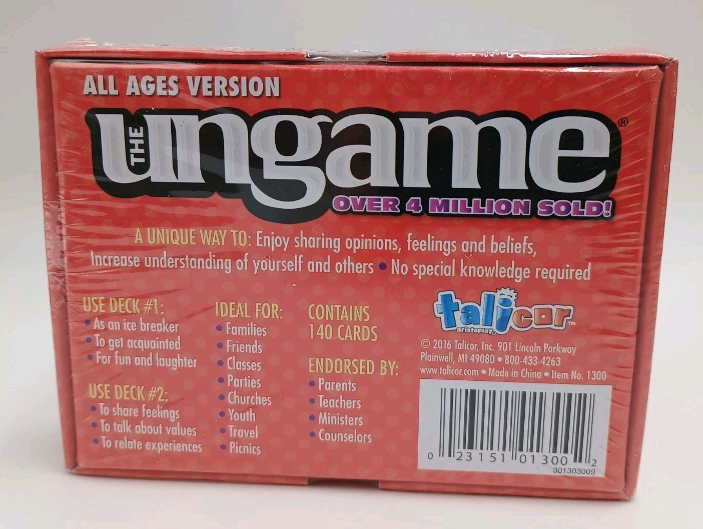 The Ungame Pocket Size All Ages Version 2016 Talicor New And Sealed 140 Cards