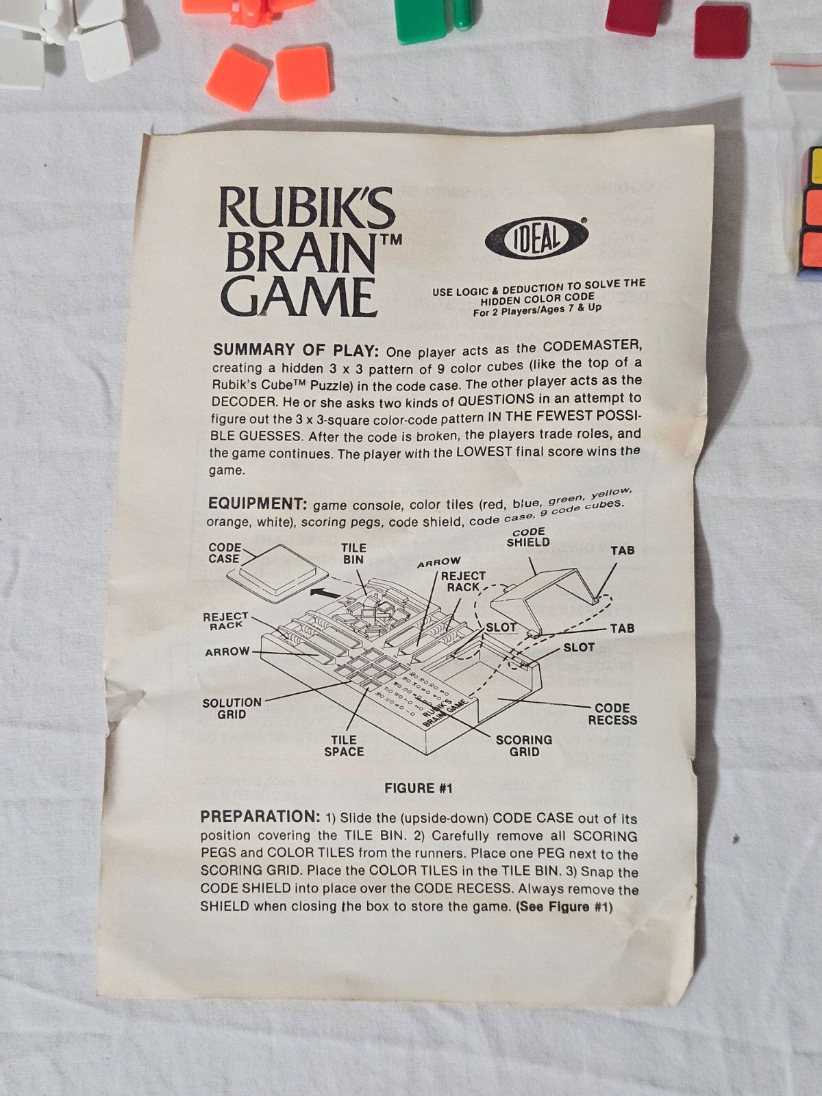 Rubik’s Cube Brain Game. 1983. CBS Toys. Ideal. Logic & Deduction. 2 Player.