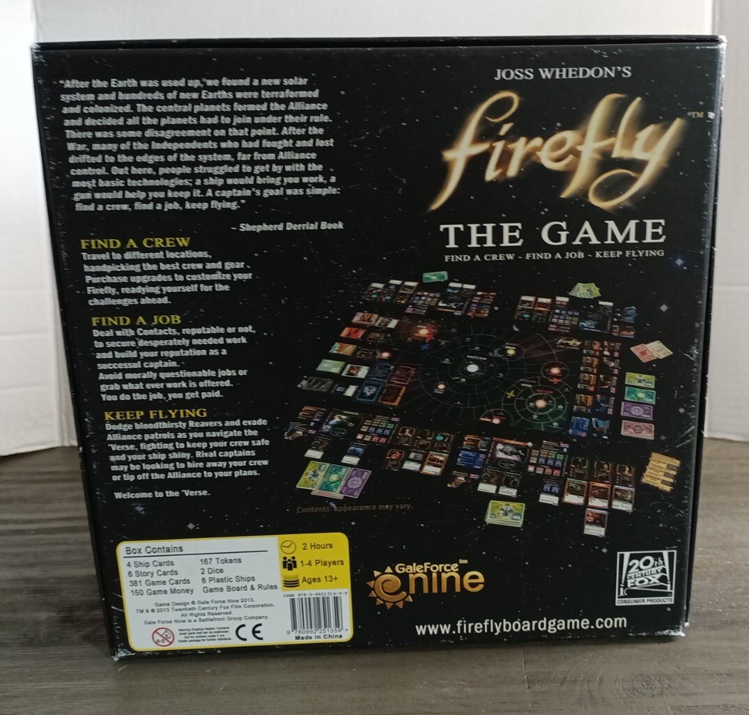 Firefly The Game Board Game Joss Whedon 2013 Gale Force Nine Complete