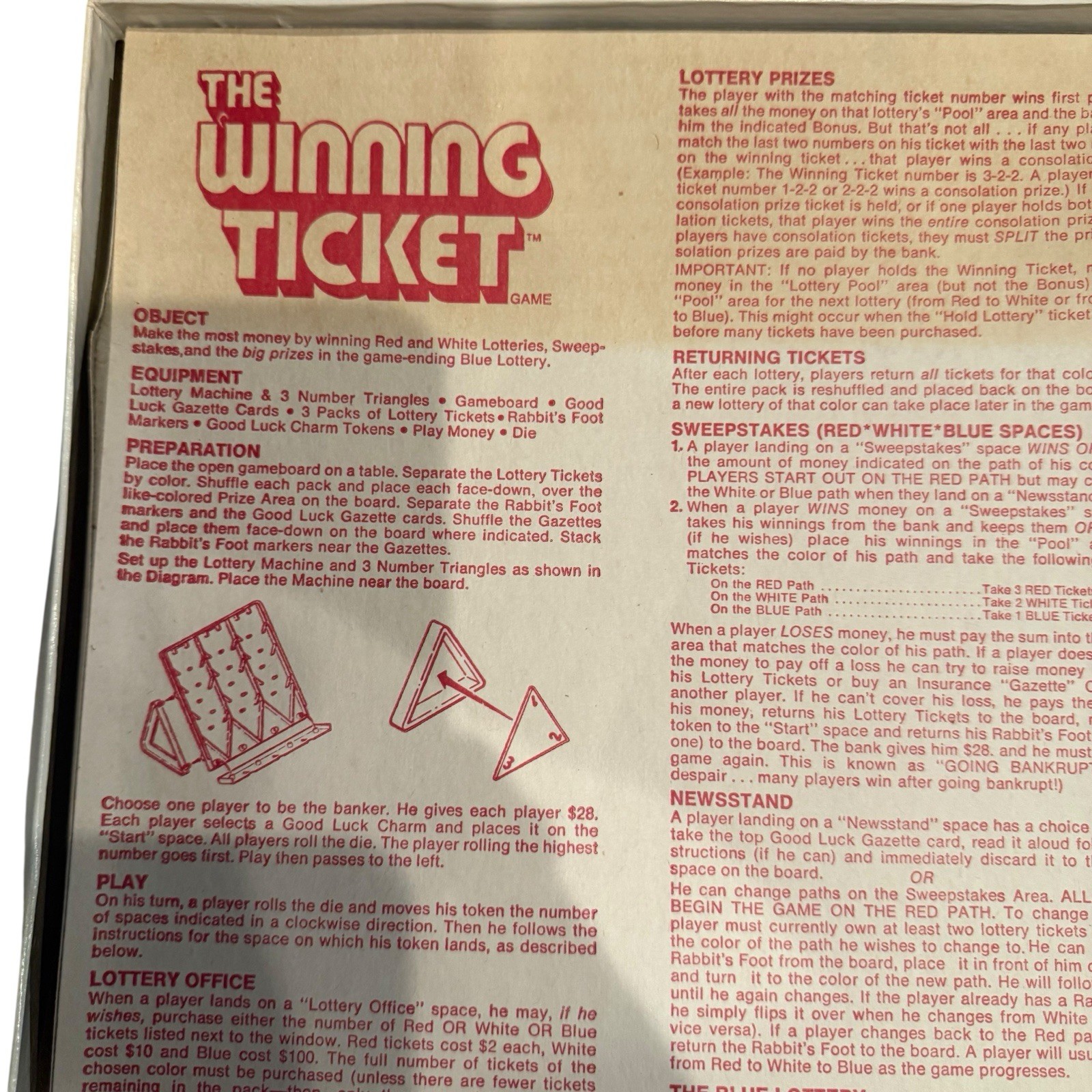 The Winning Ticket Board Game Ideal 1997 New W Flaws Vintage Read Description