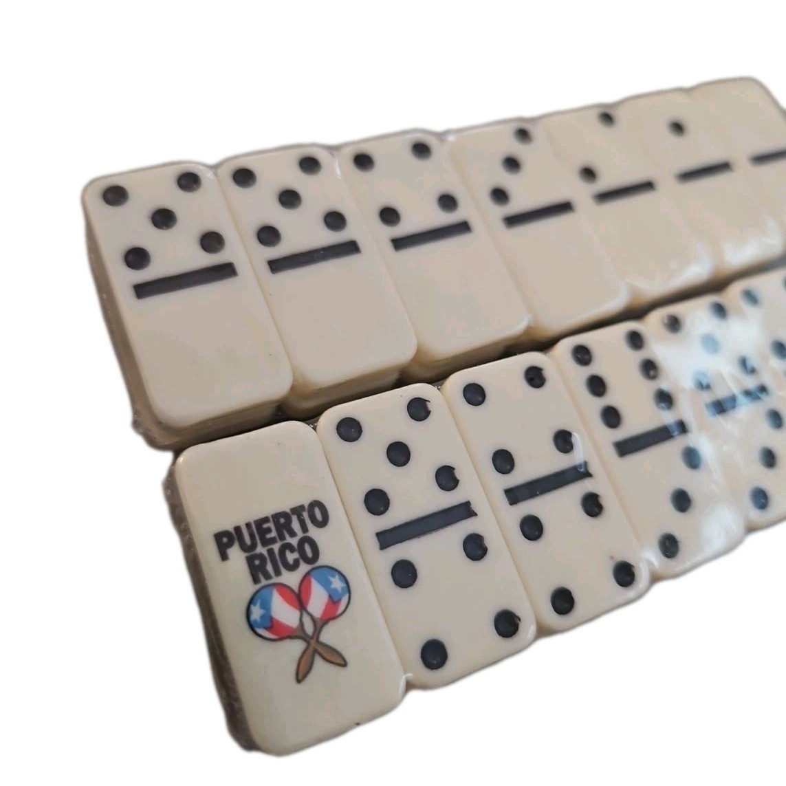 TRAVEL SOUVENILL MINI DOUBLE SIX DOMINOES PUERTO RICO WITH WOODEN CASE DOMINOS
