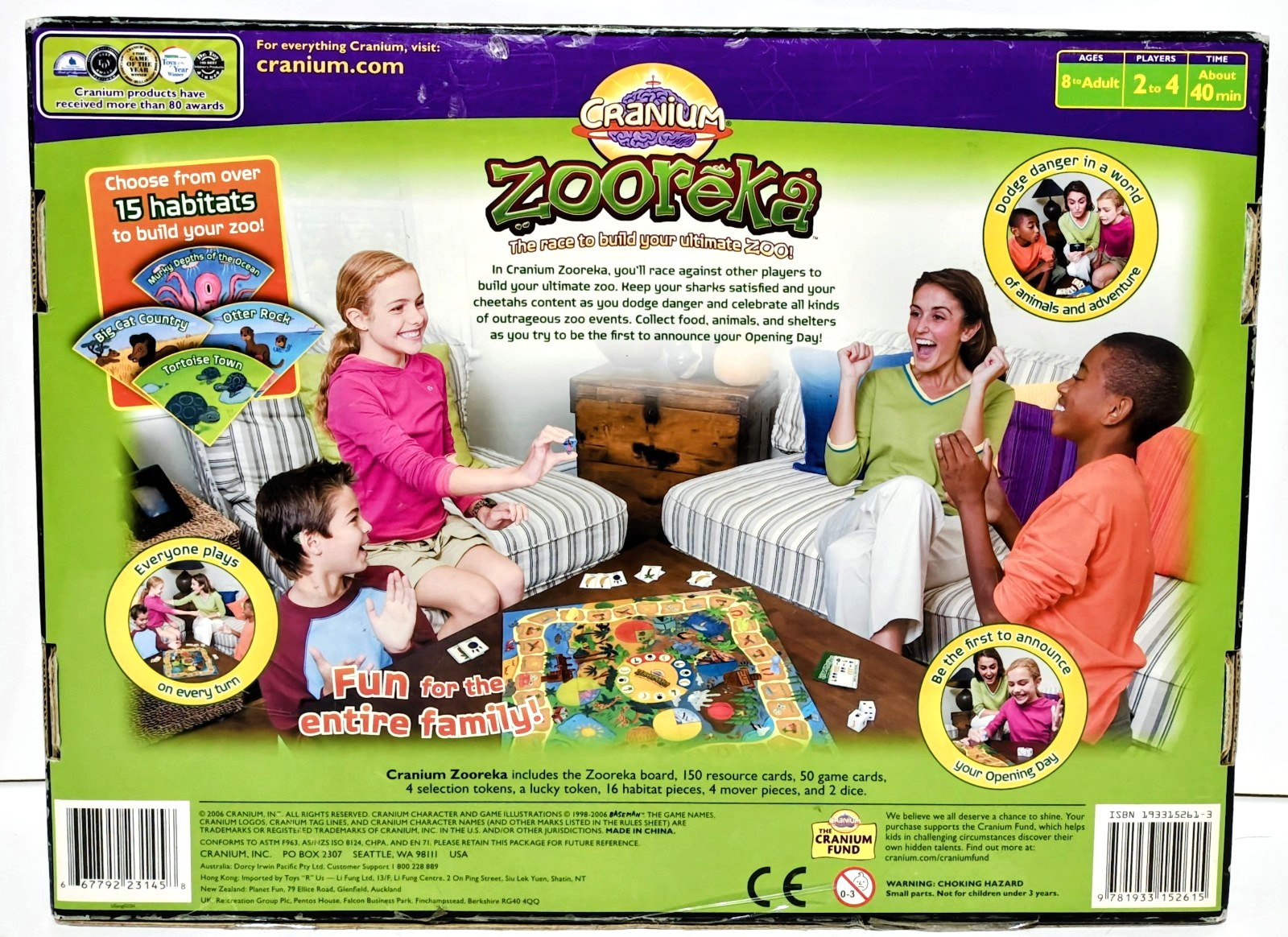 Cranium – Zooreka – The Race to Build Your Ultimate Zoo – Board Game – Complete